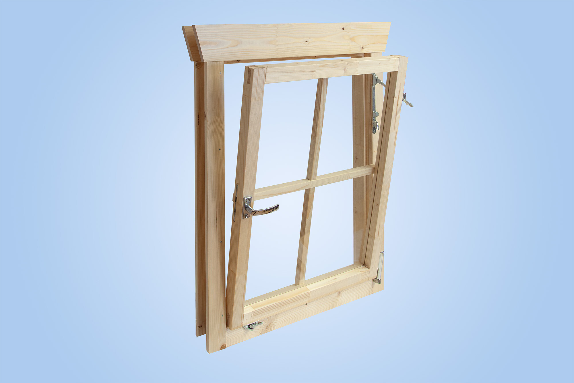 Single window, right hinge 57,5x70,5cm, 45mm, untreated