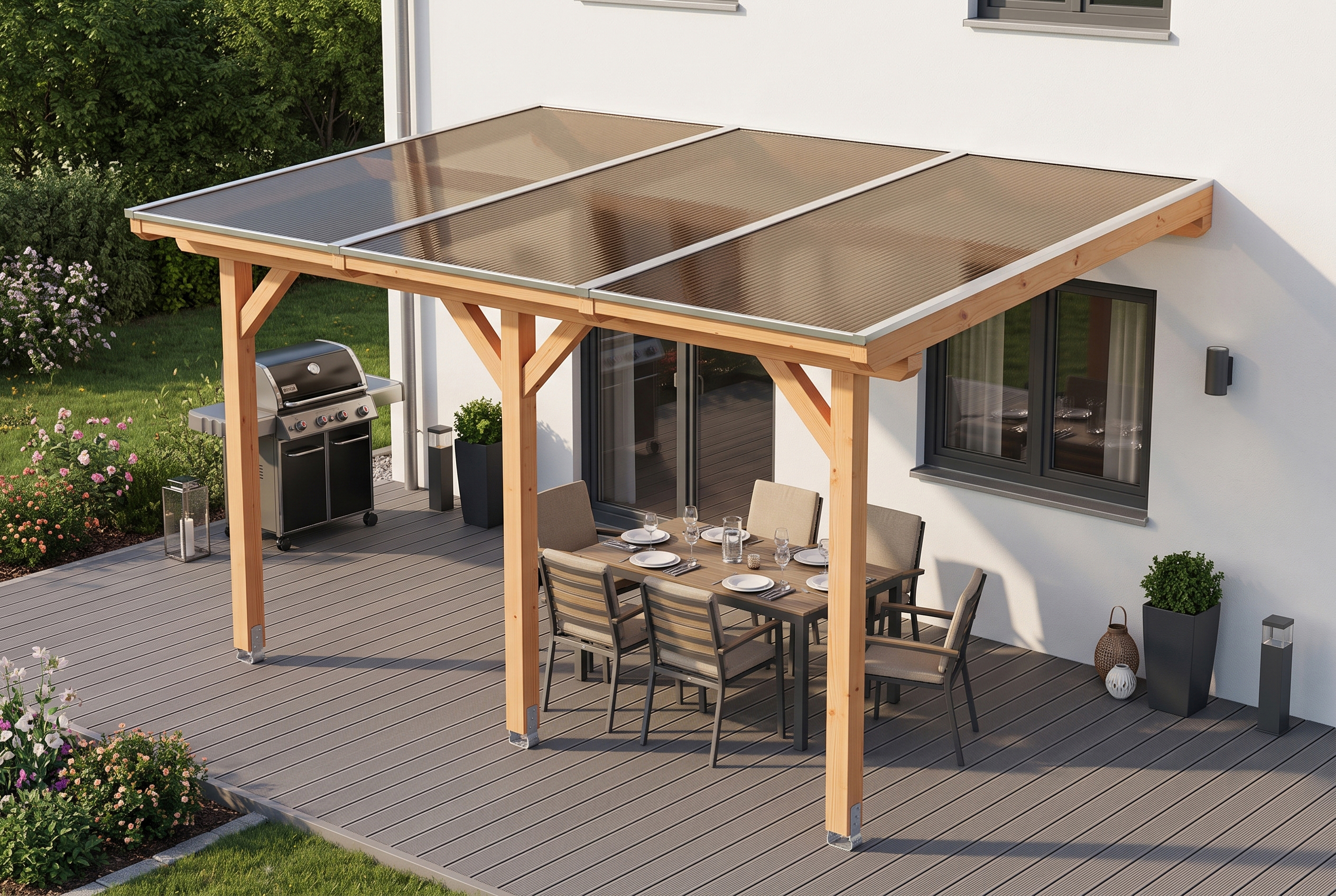 Rimola terrace roof, 434 x 235 cm, douglas fir, natural