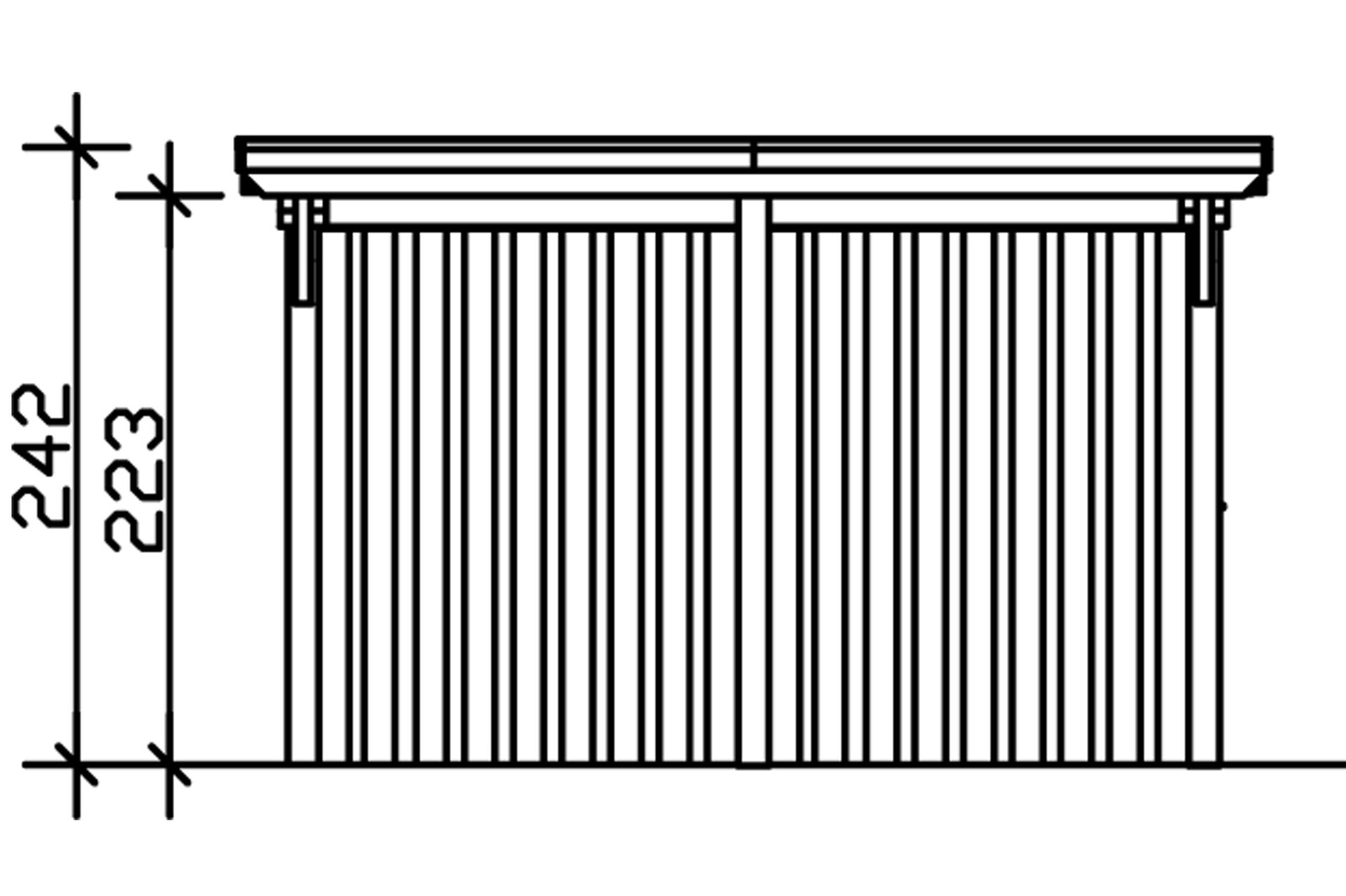 Carport Emsland 404 x 846 cm met bergruimte, gelakt in licht eiken, met dakbetimmering en EPDM-folie