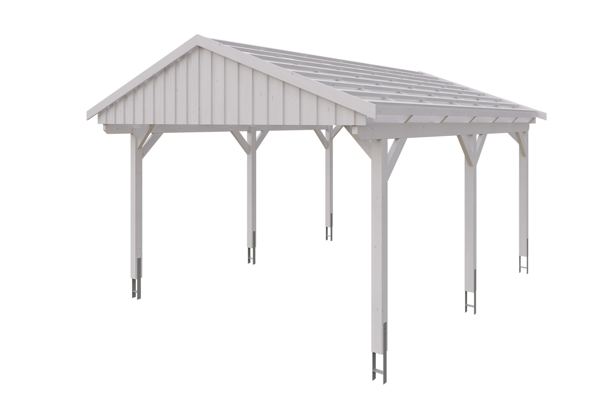 Produktbild: Carport Fichtelberg 423 x 566 cm, farblich behandelt in weiß, mit Dachlatten