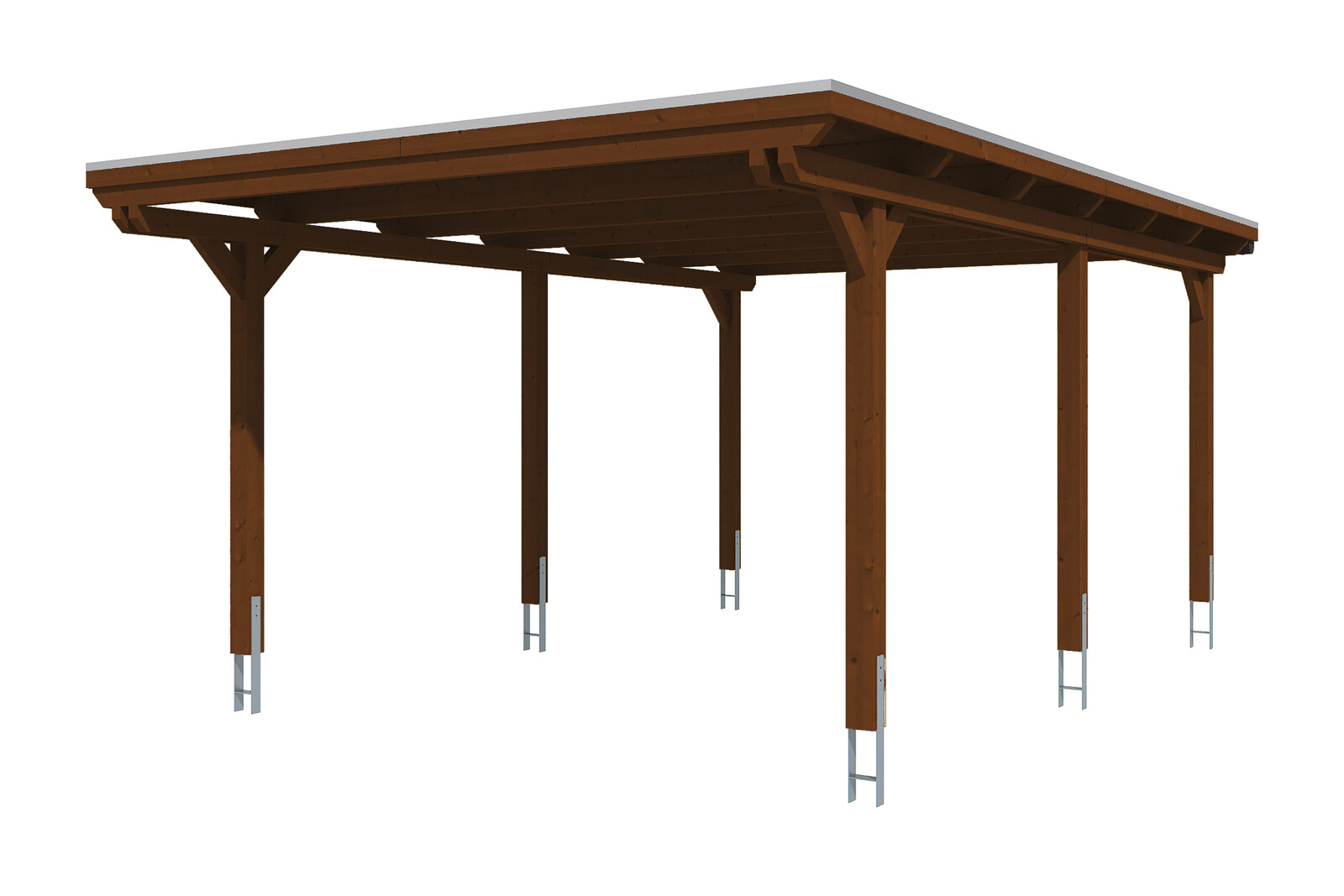 Carport Emsland 404 x 604 cm mit Aluminiumdach, nussbaum