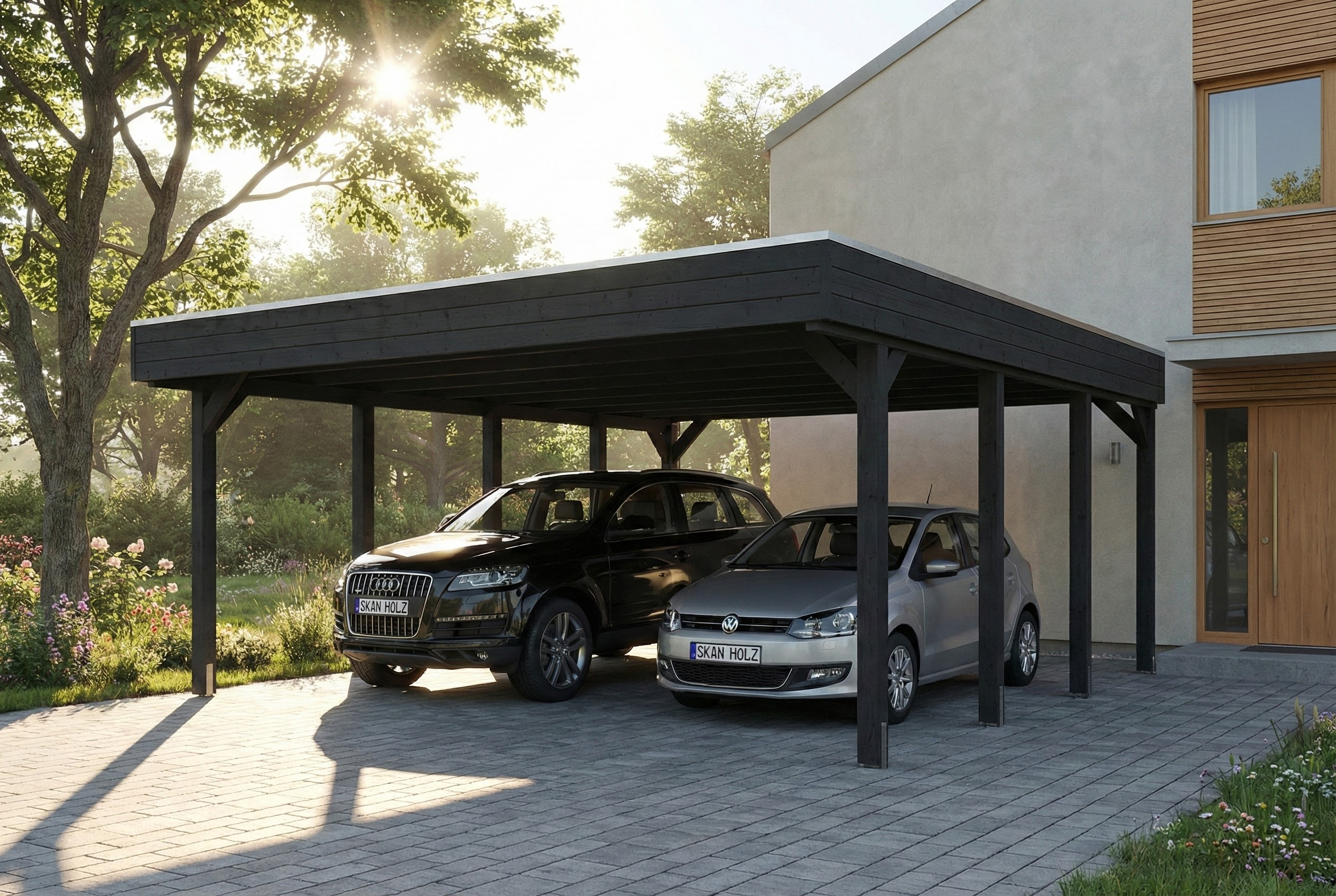 Carport Friesland 546 x 555 cm, met EPDM dak, antraciet