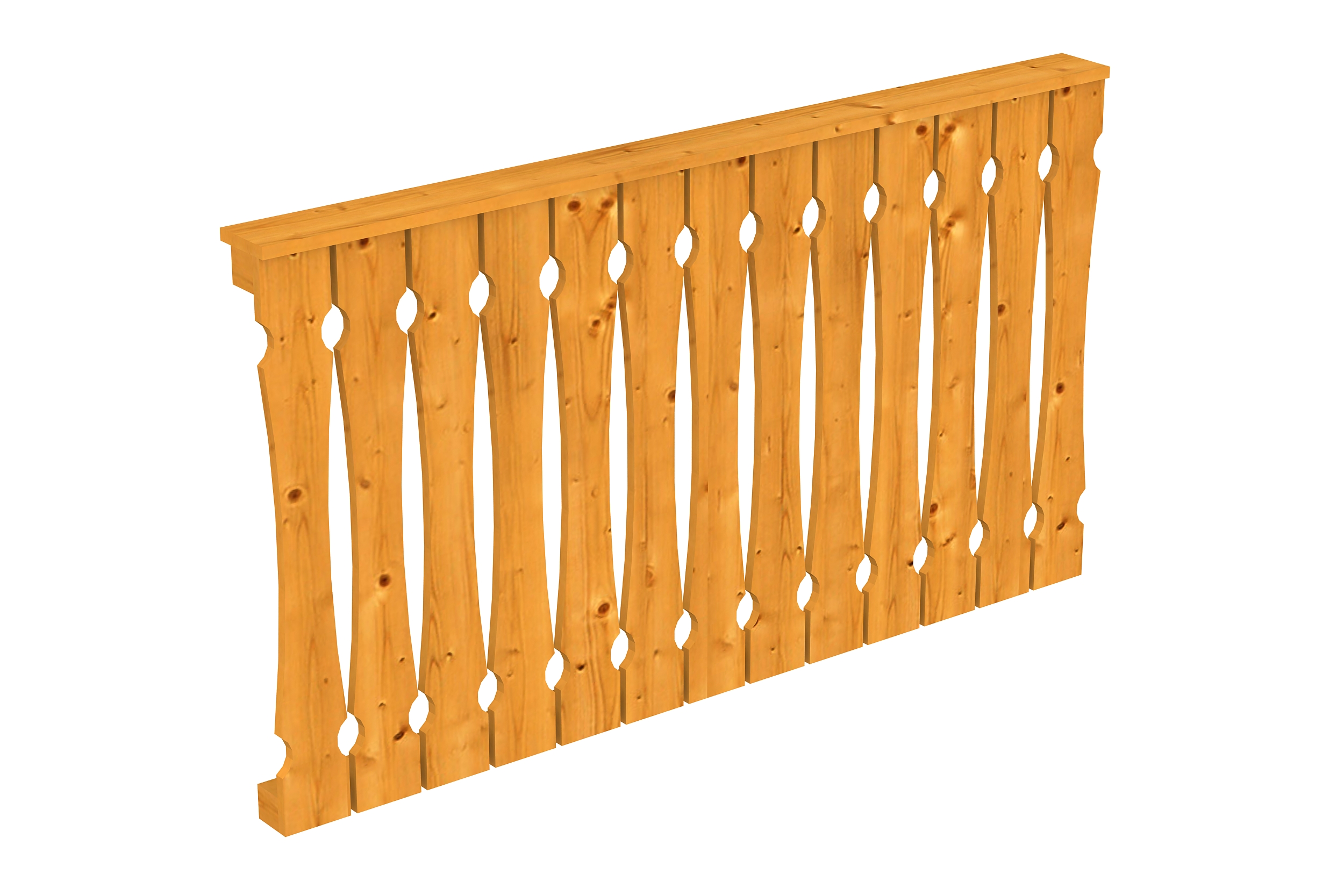 Balustrade balcony siding 170 x 96 cm, spruce, colour pre-treated in light oak