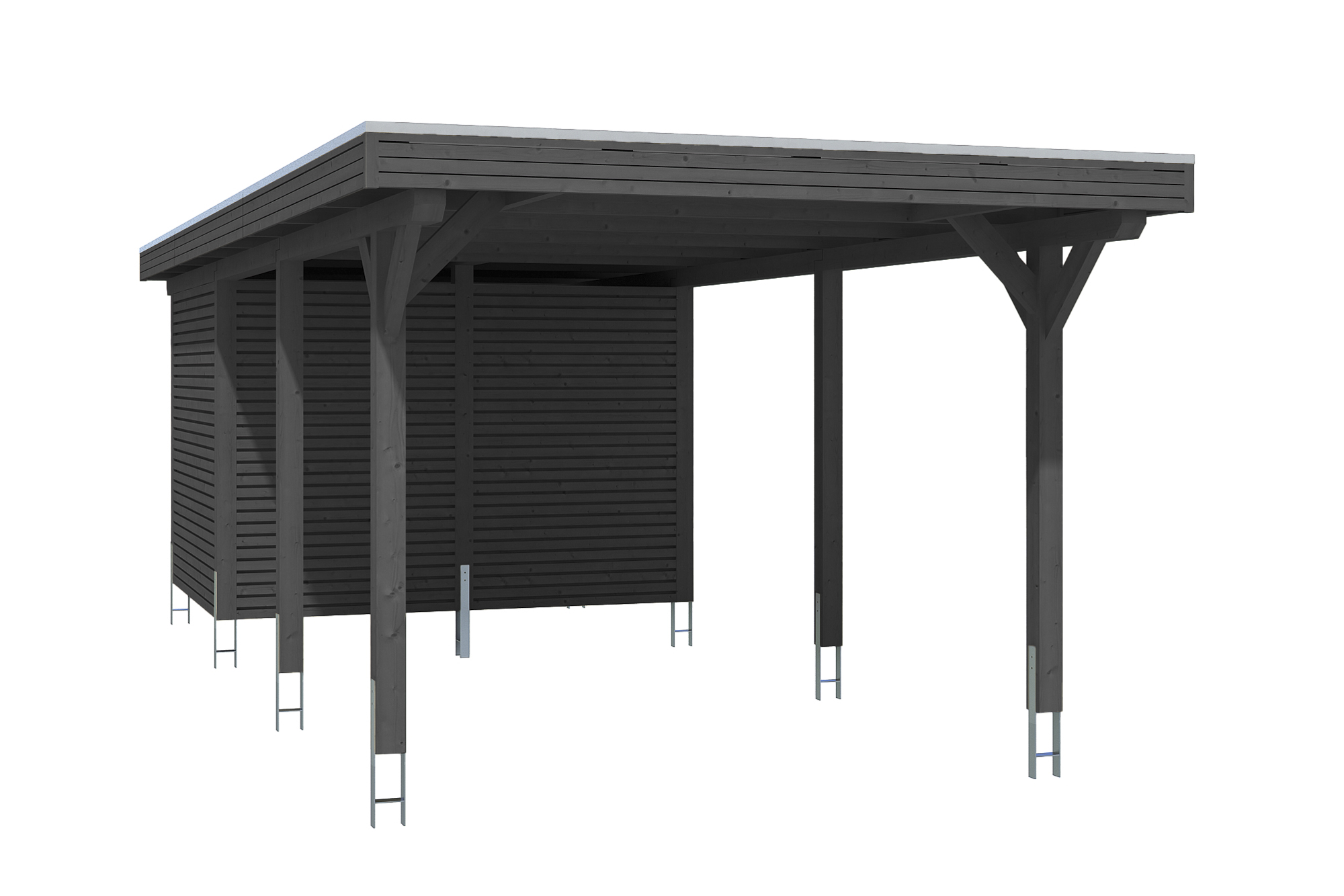 Produktbild: Carport Spessart 355 x 846 cm mit Abstellraum, farblich behandelt in anthrazit