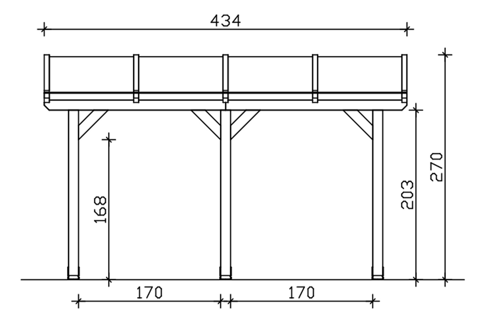 Terrace roof Bormio 434 x 350 cm, glulam, colour pre-treated walnut