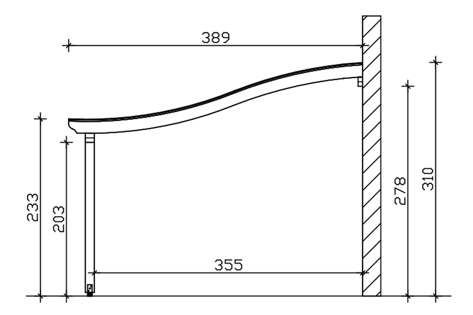 Terrace roof Venezia 434 x 389 cm, glulam, white