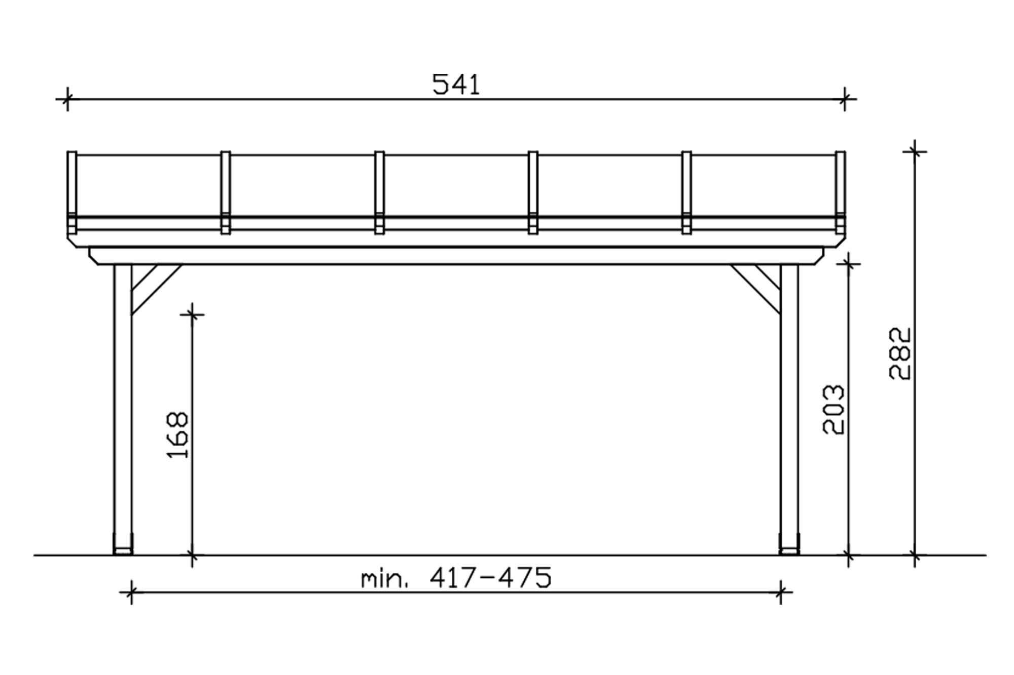 Terrasoverkapping Ancona 541 x 350 cm, gelamineerd hout, onbehandeld