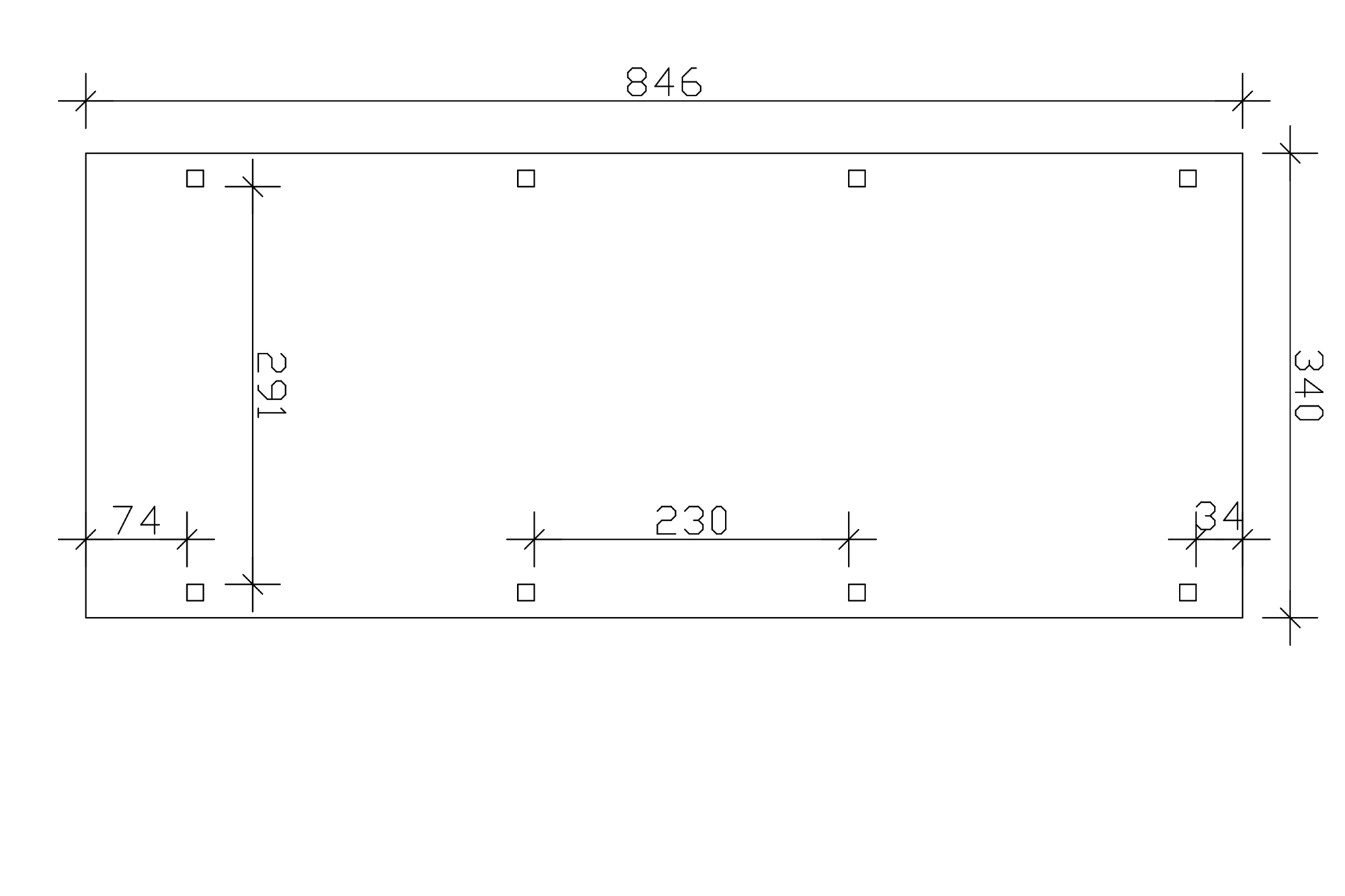 Carport Emsland 340 x 846 cm mit EPDM-Dach, natur