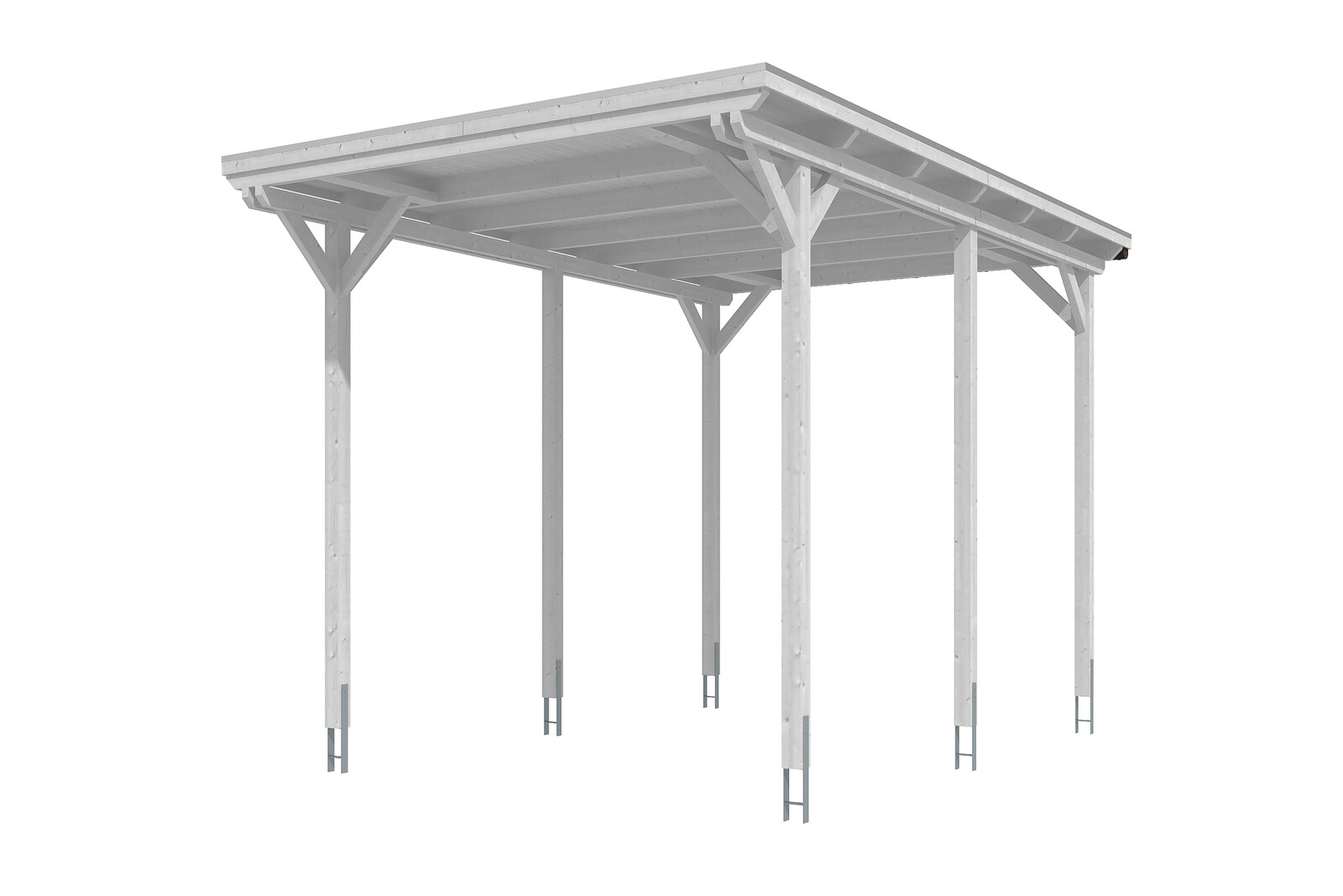 Caravan-Carport Emsland 404 x 604 cm, gelakt in wit, met Aluminium dakplaten