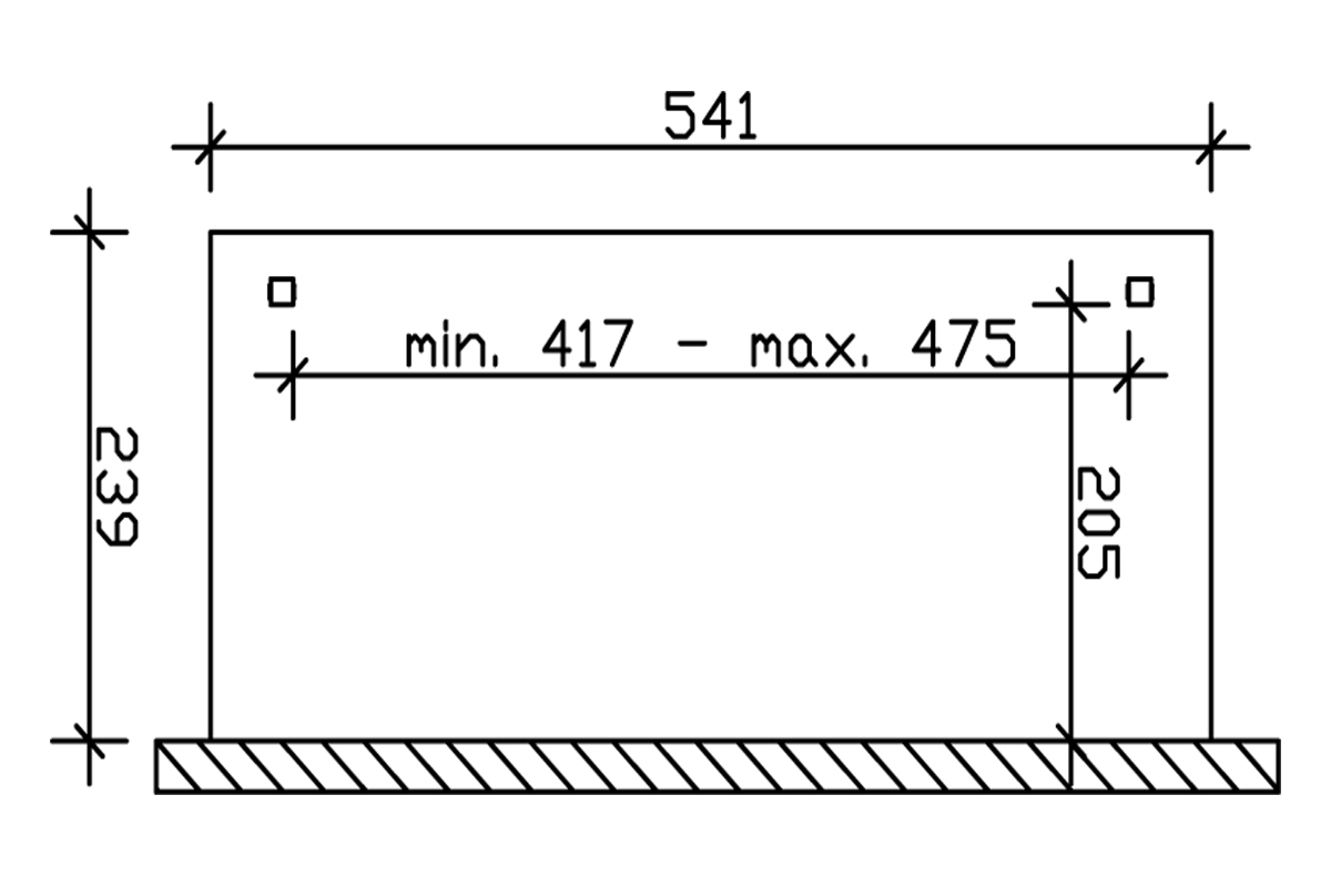 Grafik (Grundriss): Terrassenüberdachung Verona 541x239 cm
