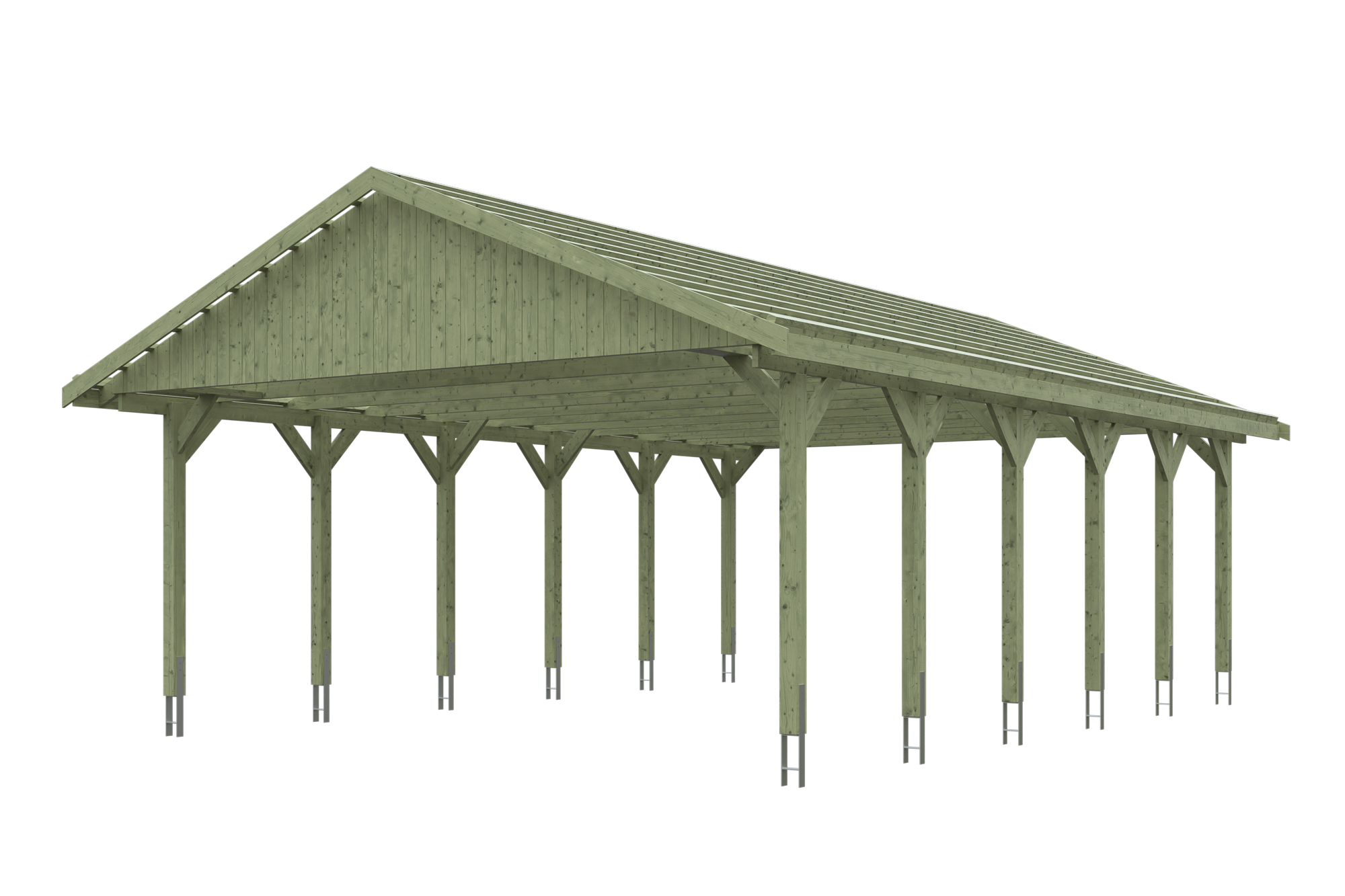 Produktbild: Carport Wallgau 620 x 900 cm, mit Dachlatten, grün imprägniert