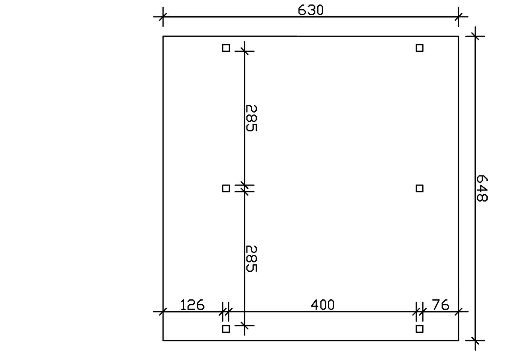 Grafik (Grundriss): Carport Schwaben 648 x 630 cm