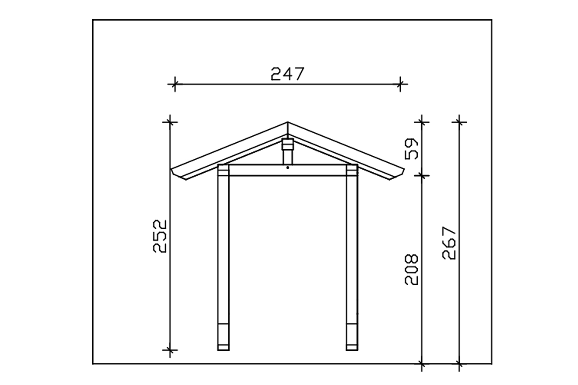 Canopy Siegen type 2, 247 x 116 cm, untreated