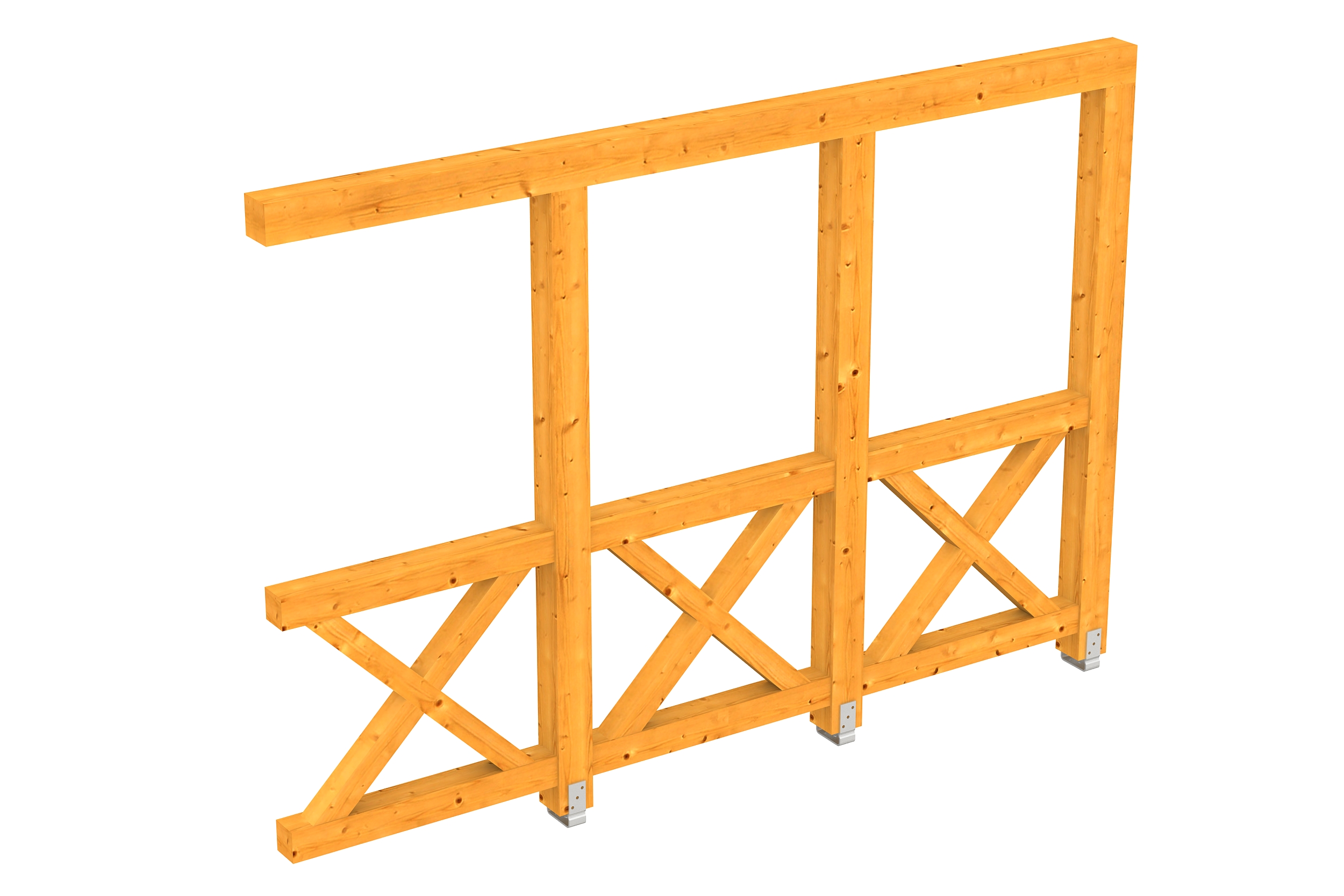 Seitenwand Andreaskreuz (WA) 305 x 210 cm, Fichte, eiche hell