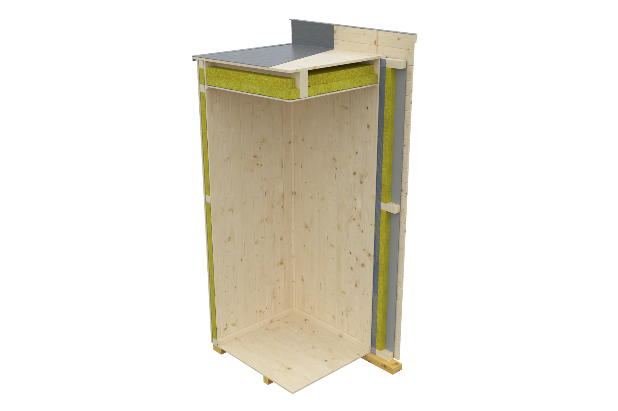 Gartenhaus Tokio 4, 402 x 402 cm, doppelschalig, natur