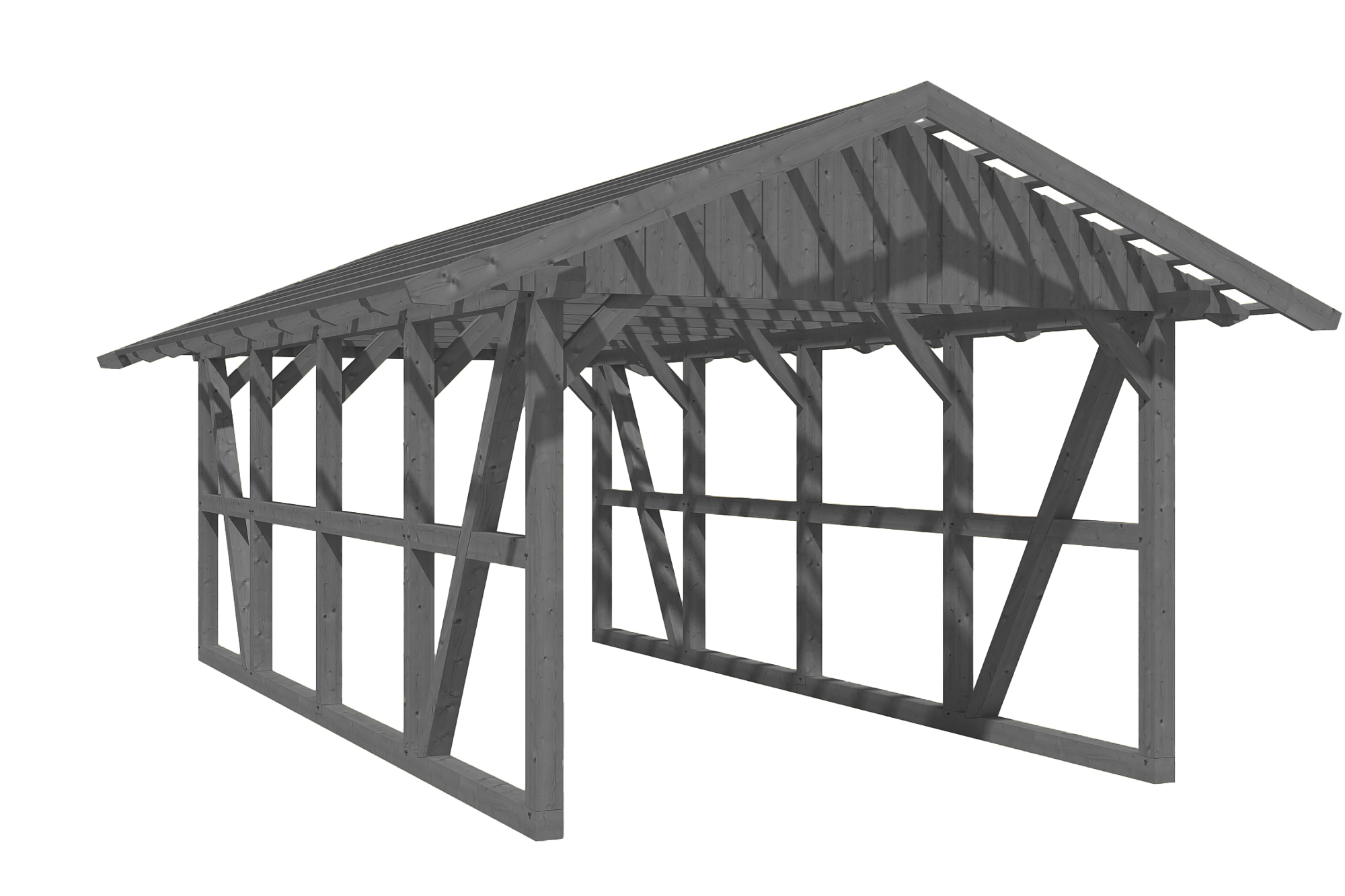 Produktbild: Carport Schwarzwald 424 x 772 cm, mit Dachlatten, farblich behandelt in schiefergrau