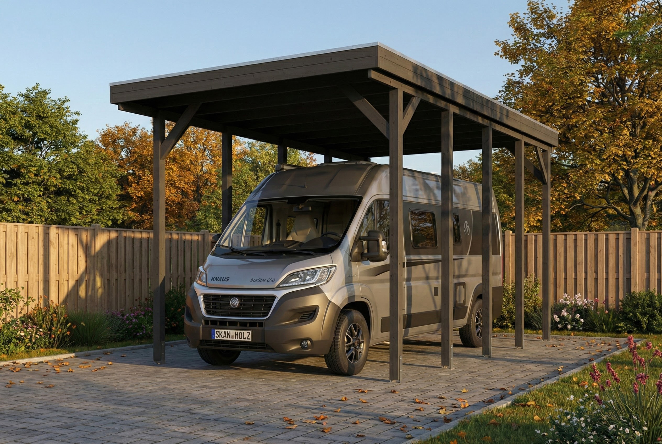 Friesland carport 402 x 708 cm, met dakplaten, leigrijs