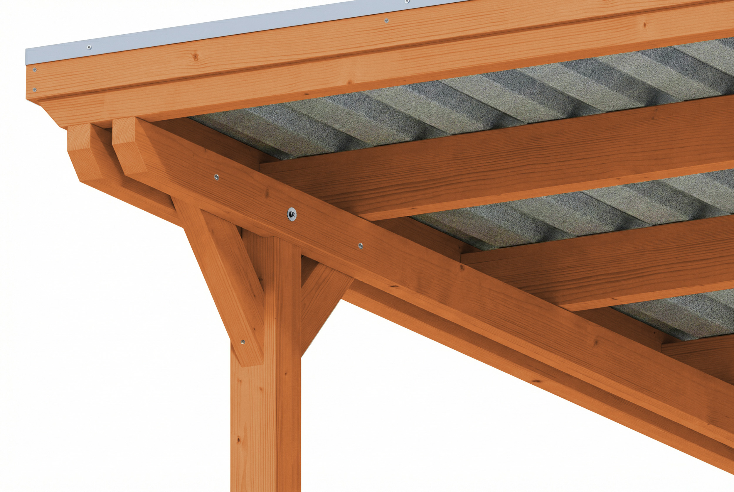 Carport Emsland 609 x 604 cm, stalen dakplaten met antiek condensvlies, licht eiken