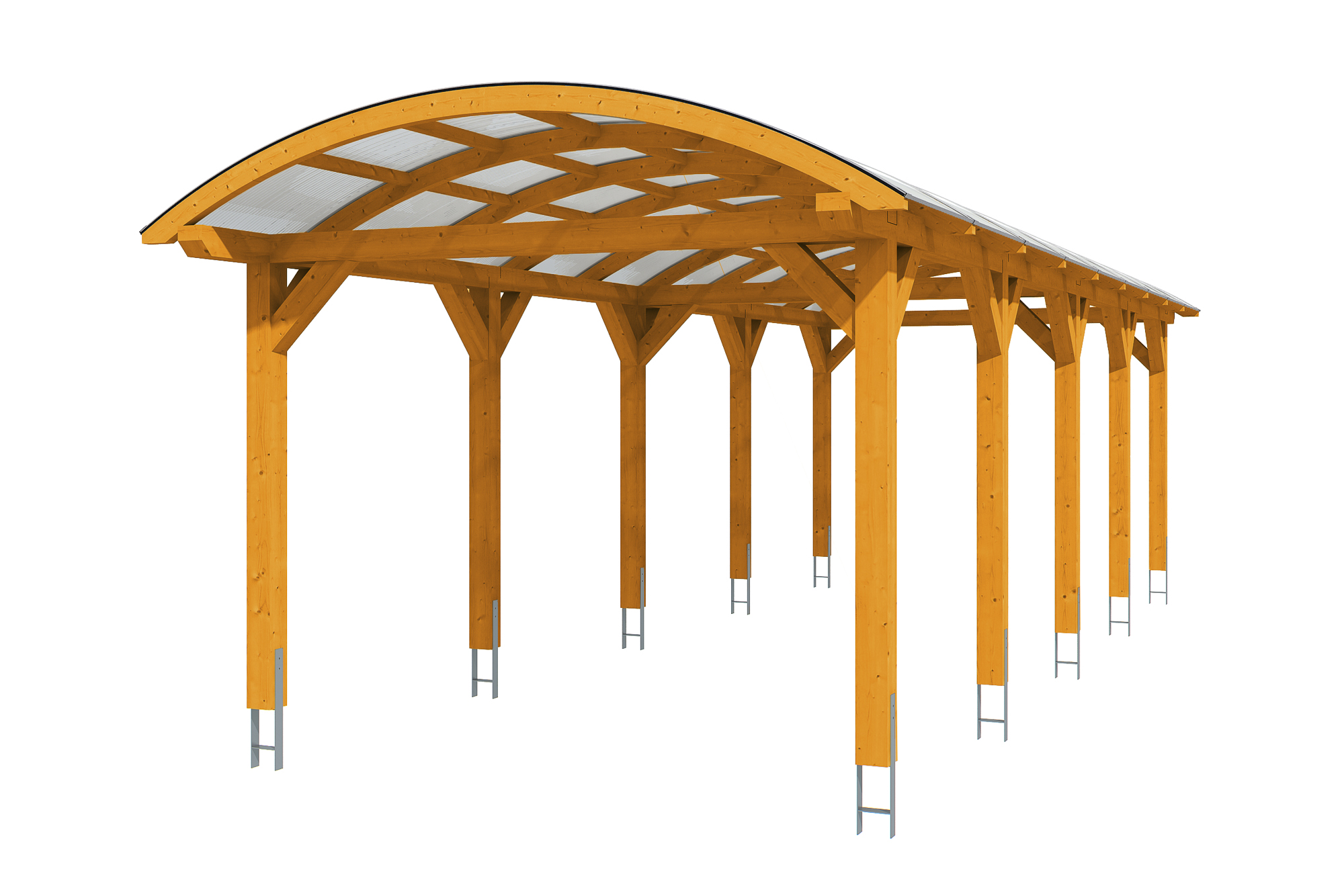 Produktbild: Carport Franken 376 x 969 cm, farblich behandelt in eiche hell