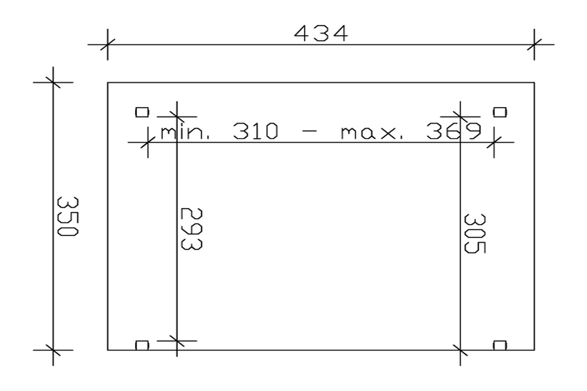 Grafik (Grundriss): Terrassenüberdachung Sanremo 434x350 cm