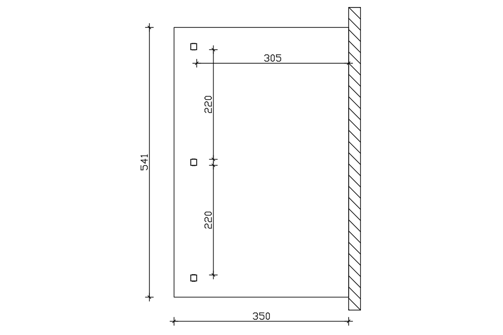 Grafik (Grundriss): Terrassenüberdachung Rimini 541x350 cm