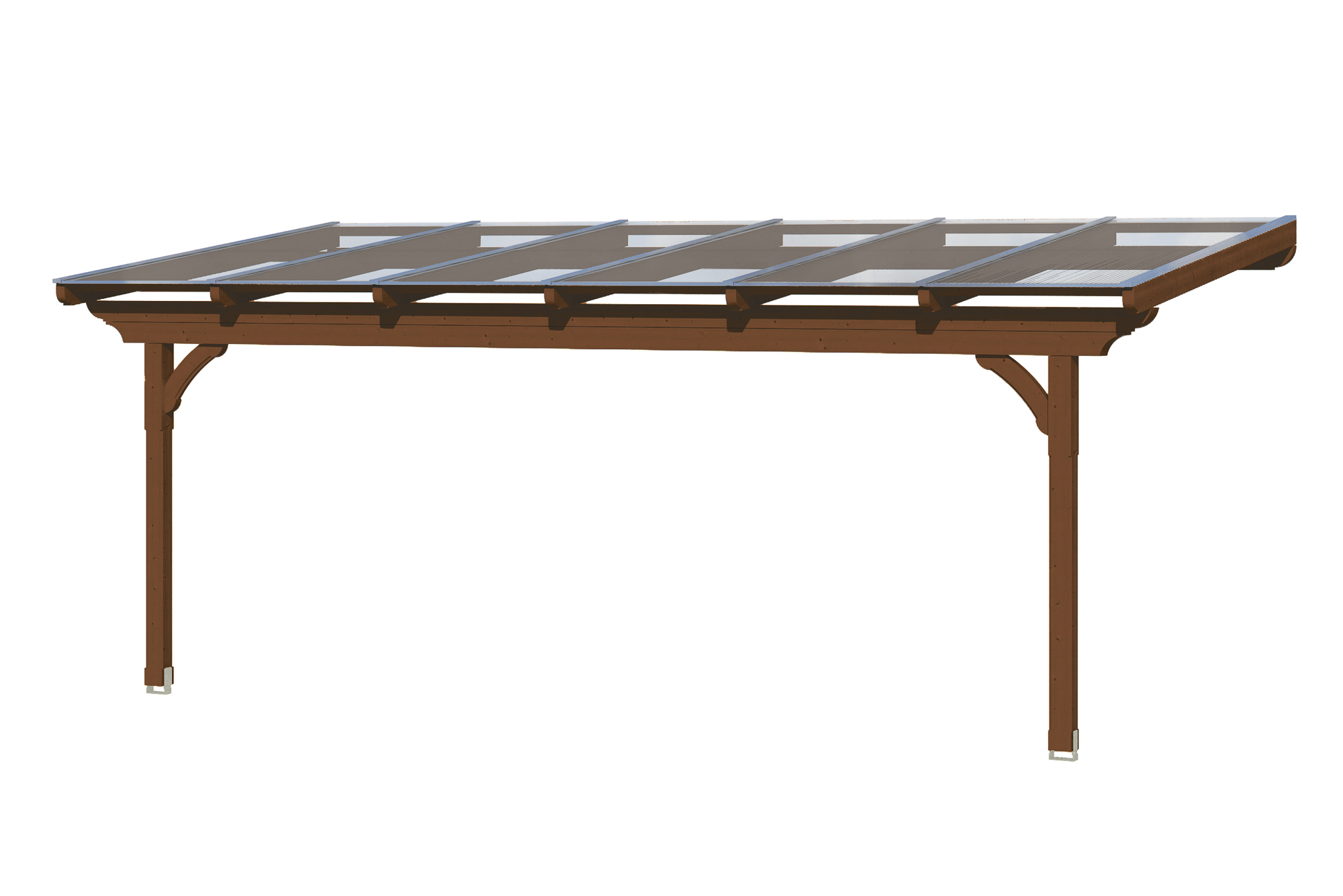 Produktbild: Terrassenüberdachung Ravenna, Breite 648 cm, farblich behandelt in nussbaum