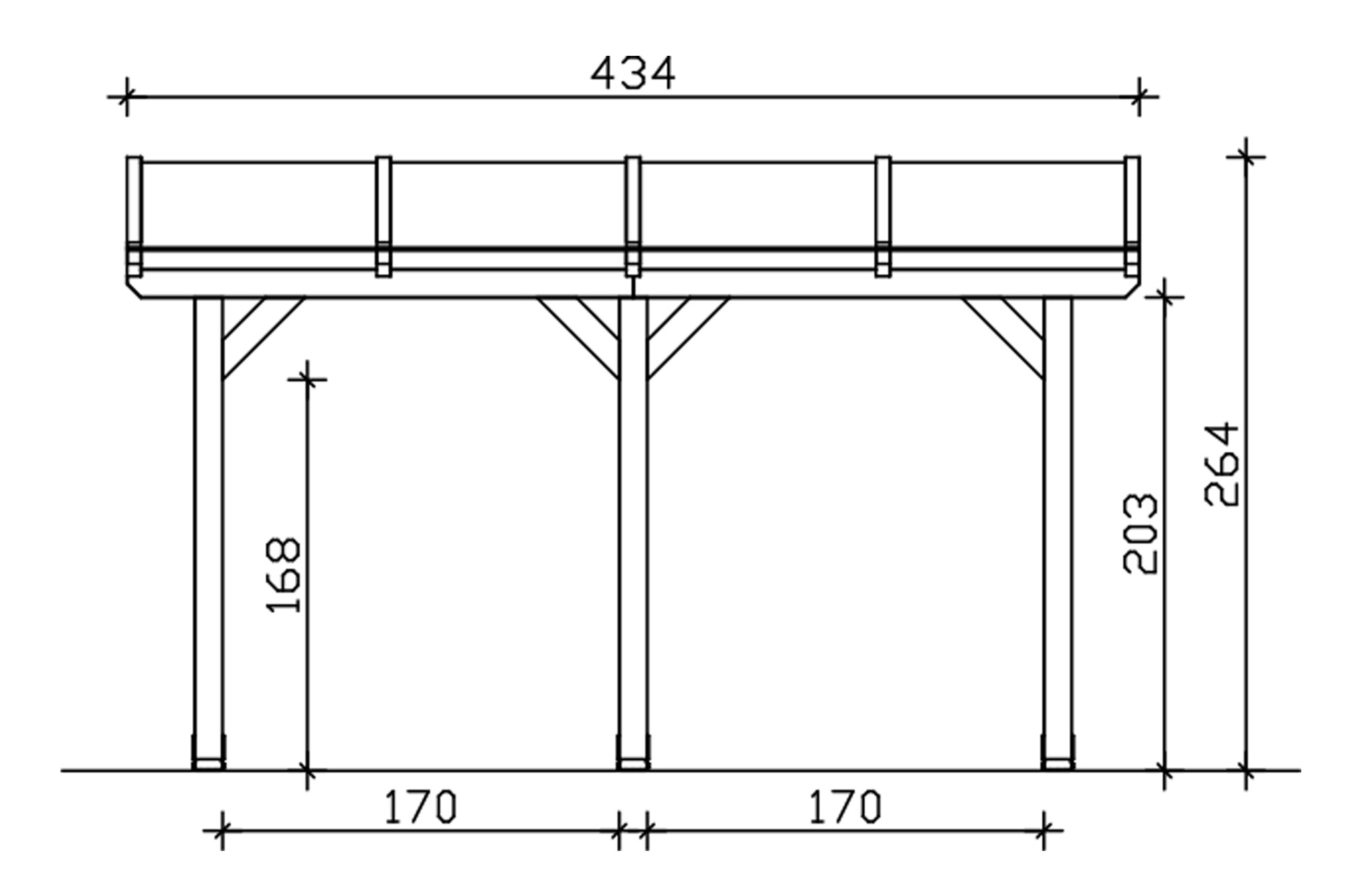 Terrace roof Bormio 434 x 300 cm, glulam, untreated