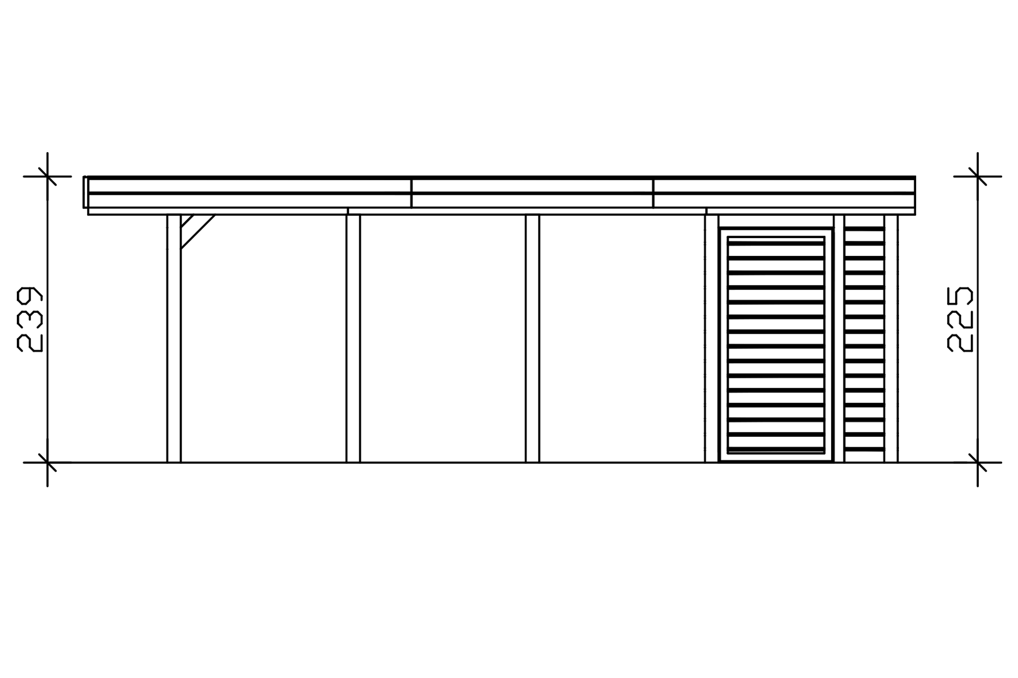 Carport Friesland Set B, 320 x 708 cm, mit Abstellraum, grün imprägniert