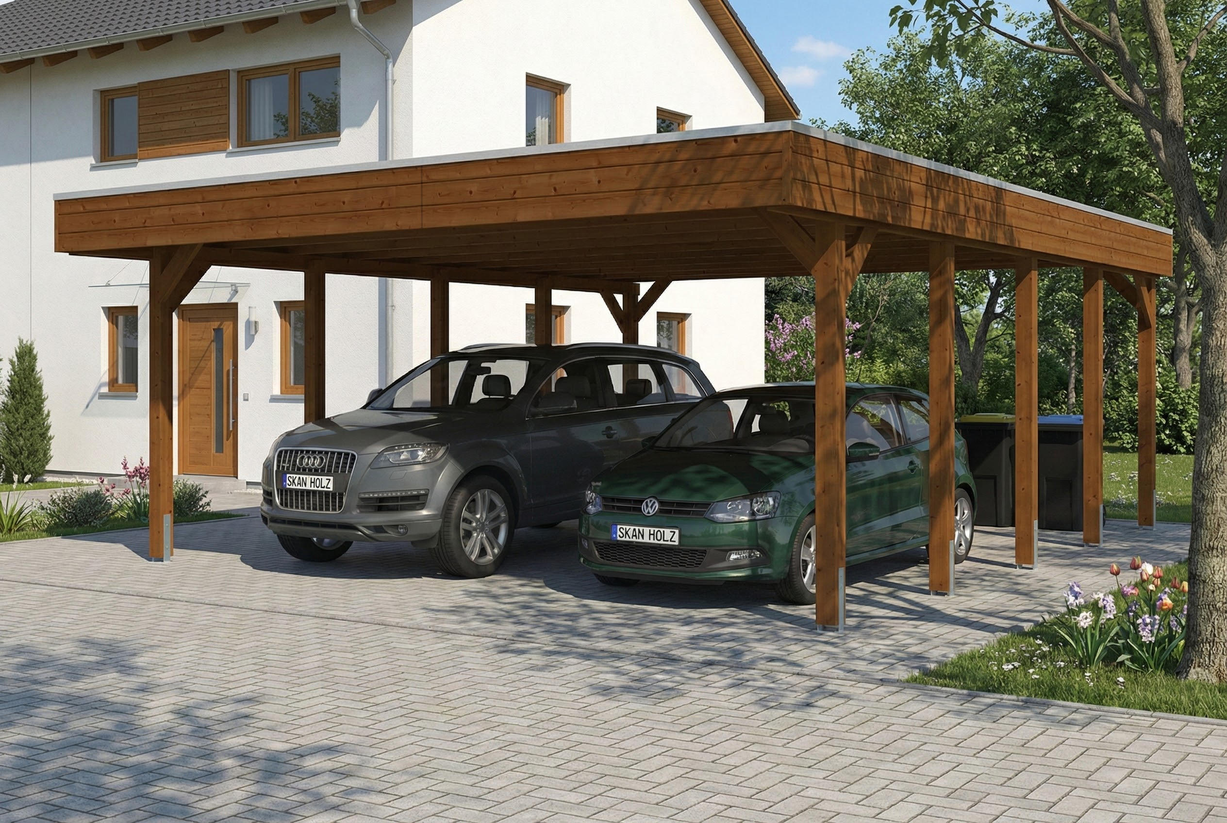 Friesland carport 546 x 708 cm, with EPDM roof, walnut