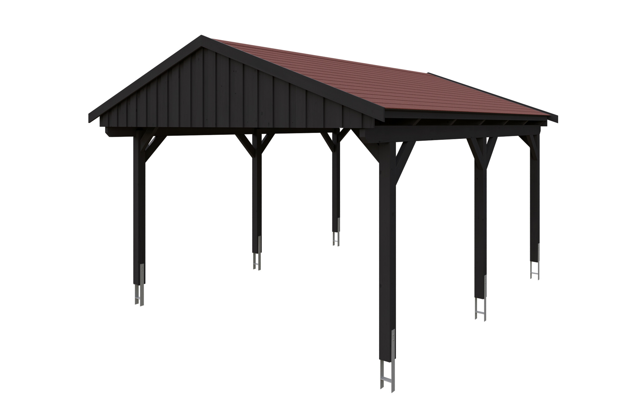 Carport Fichtelberg 423 x 566 cm, rote Schindeln, anthrazit