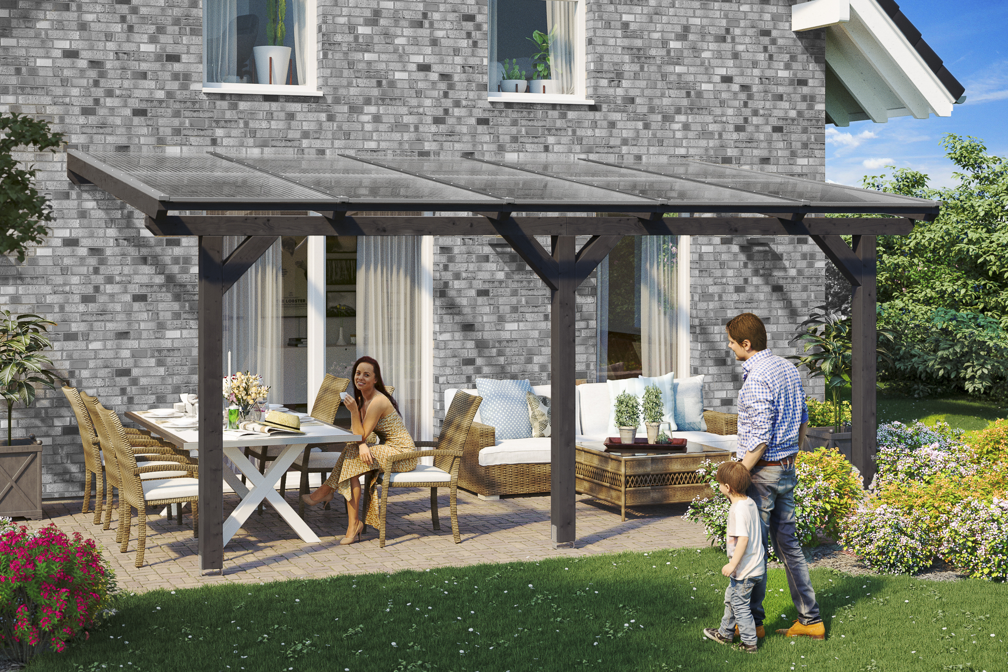 Terrasoverkapping Bormio 541 x 300 cm, gelamineerd hout, gelakt in antraciet