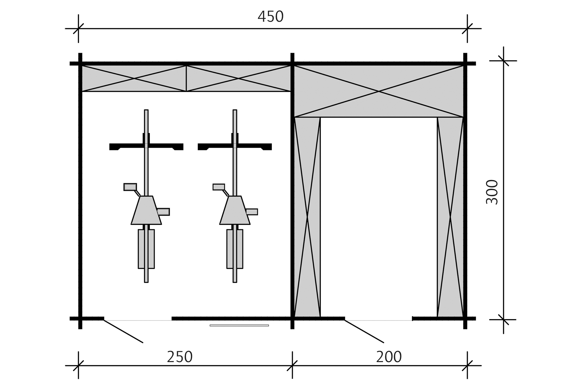 Chalet de loisirs LAUSANNE 450x300cm, 45mm, toit isolable (pour tuiles)