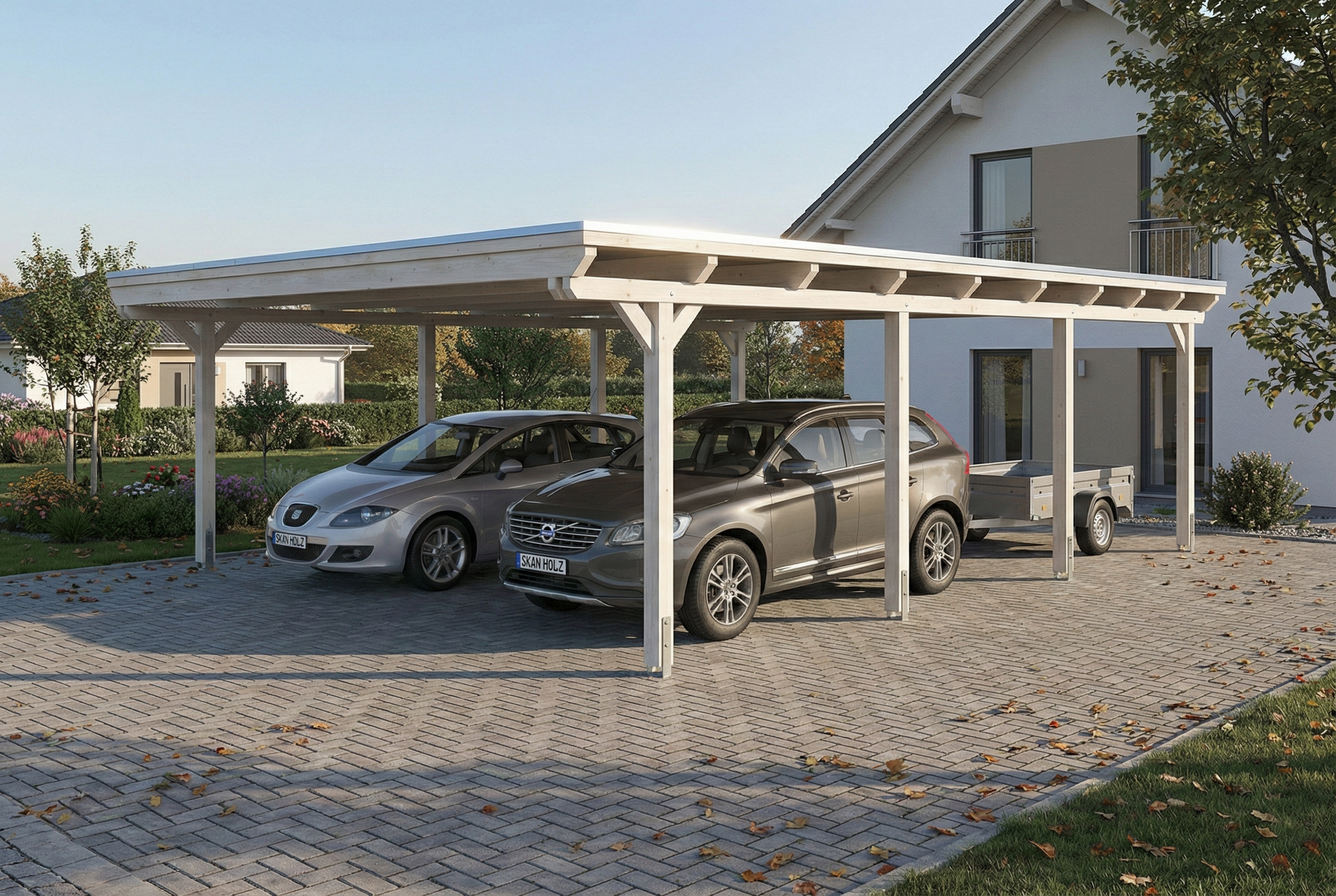 Carport Emsland 609 x 846 cm met EPDM dak, wit