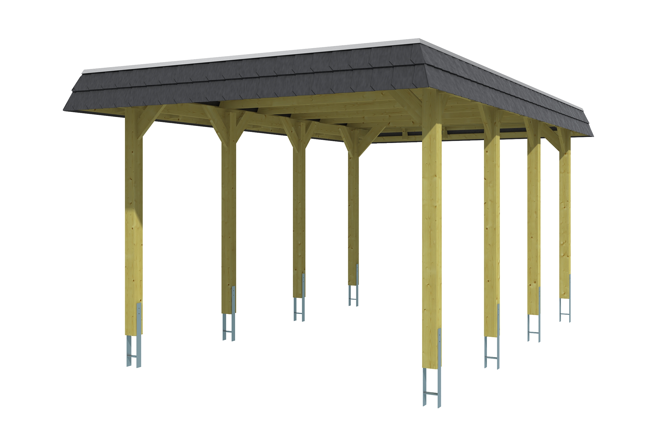 Produktbild: Carport Spreewald 345 x 589 cm mit schwarzer Blende, grün imprgniert