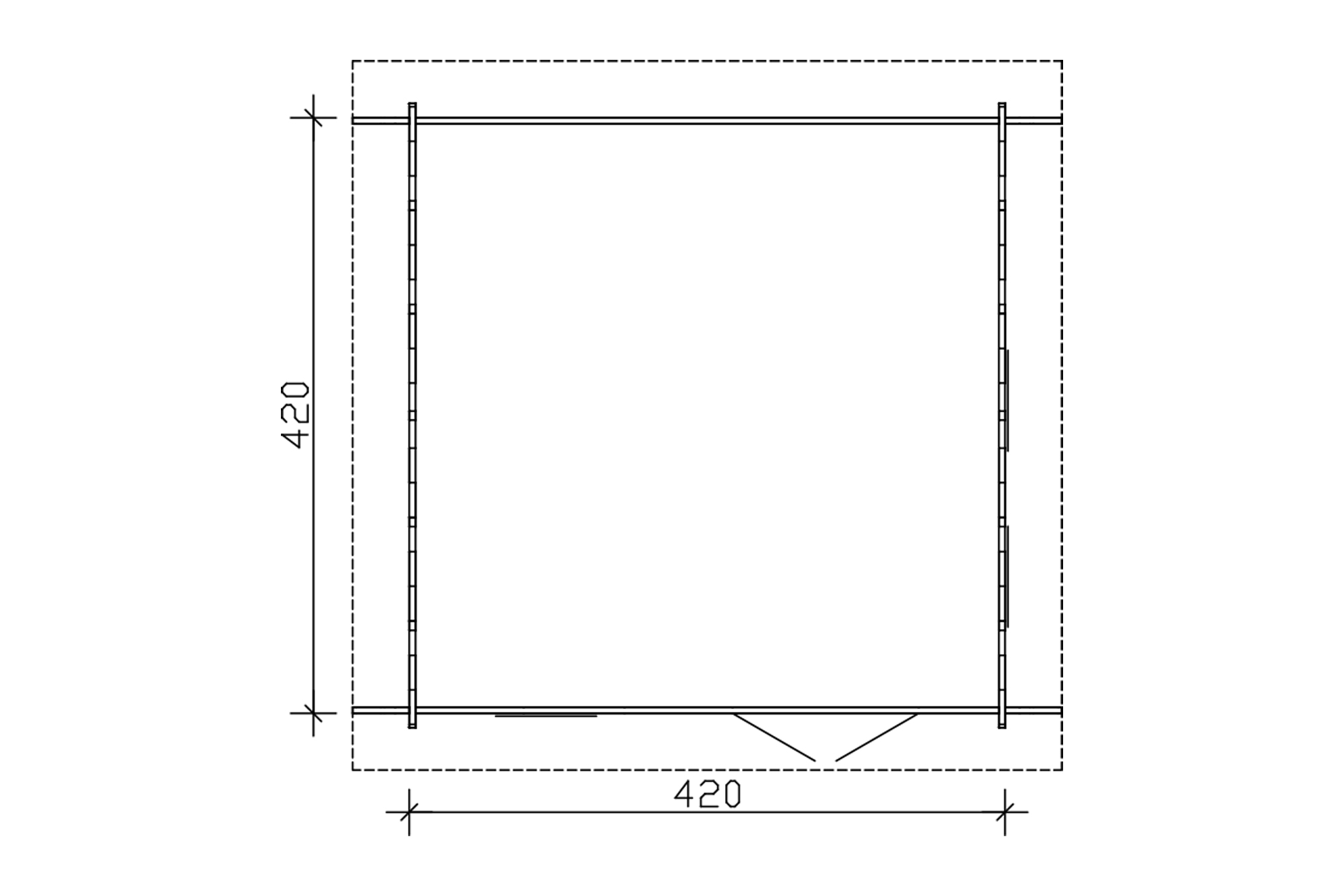 Zahradní domek BERN 1, 45plus, 420 x 420 cm, 19 mm profilové bednění s perem a drážkou, neošetřené