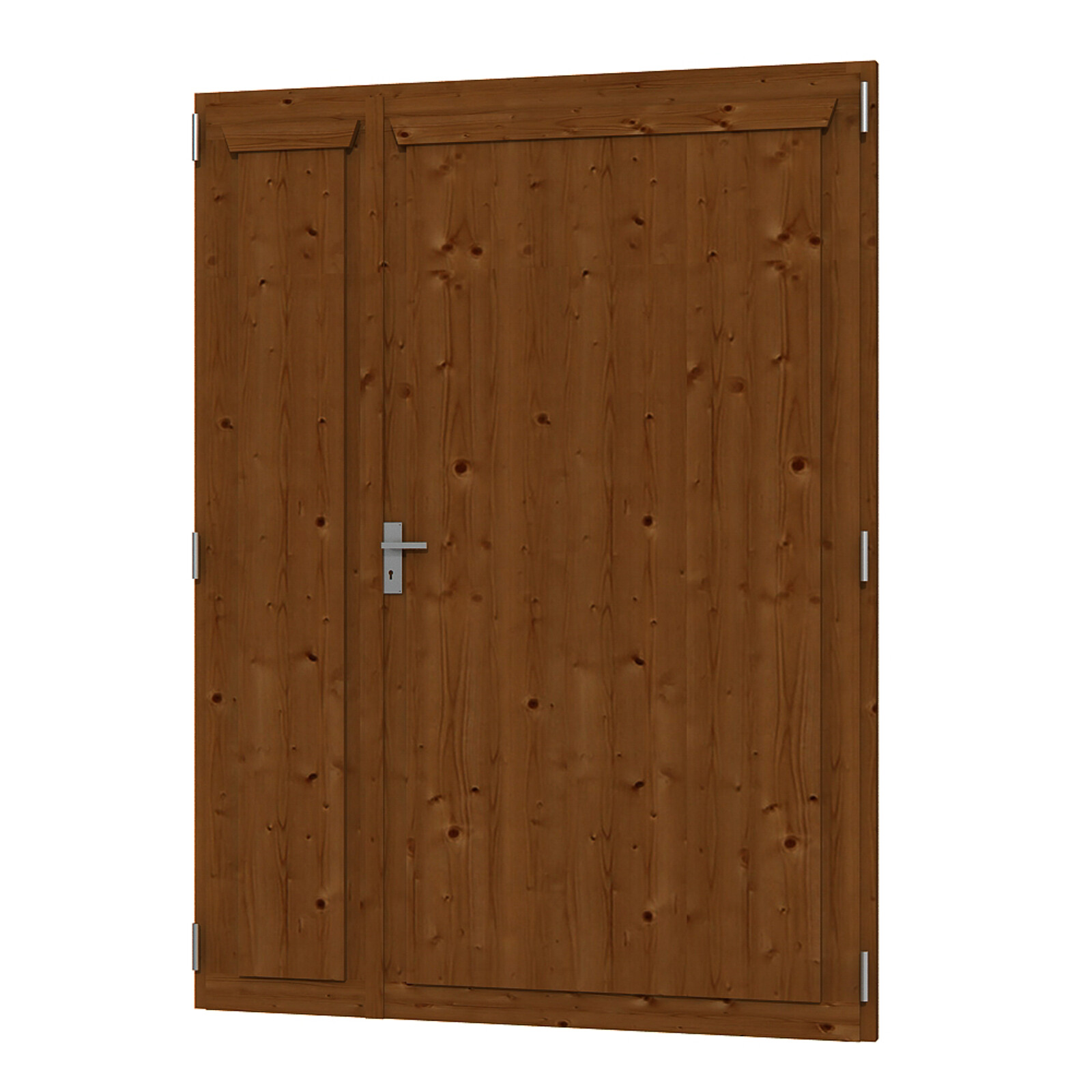 Double door forarports 148 x 198 cm, colour pre-treated in walnut