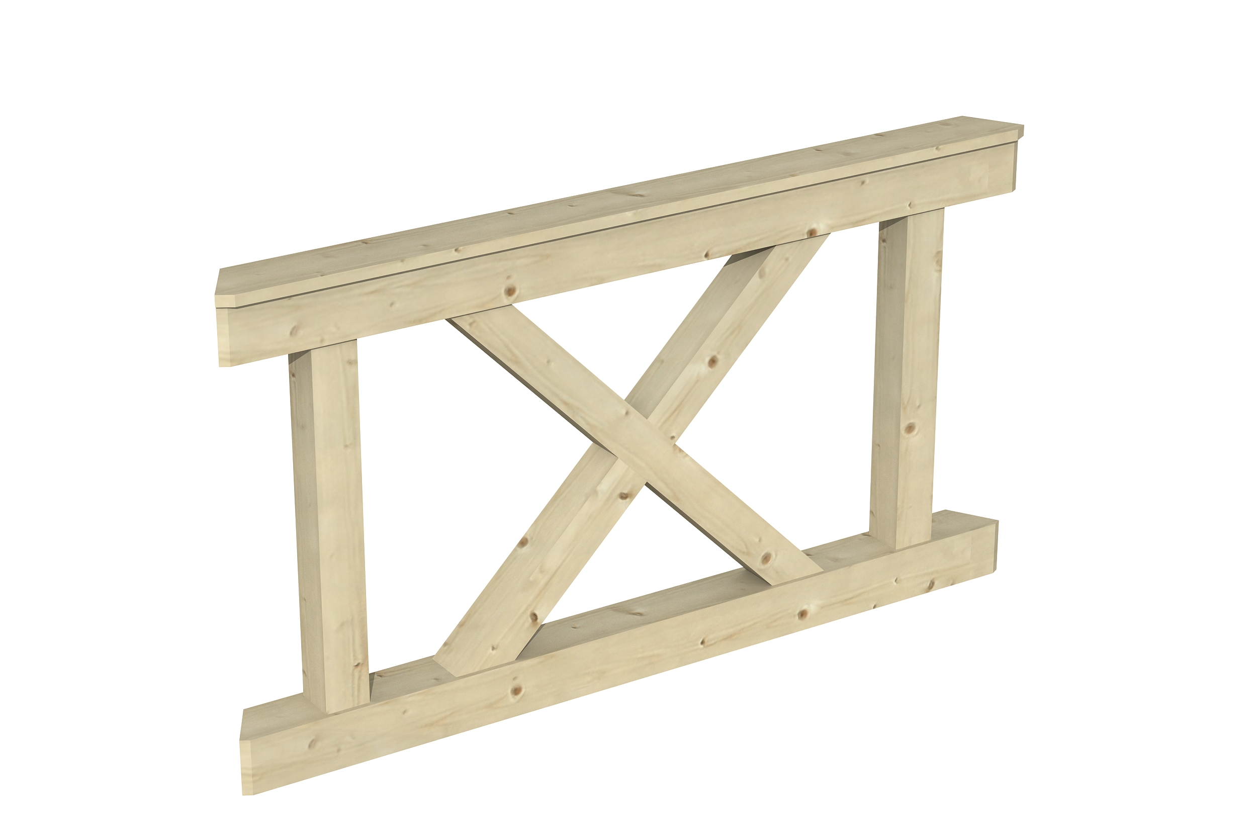 Brüstung Andreaskreuz 150 x 84 cm, Fichte, natur