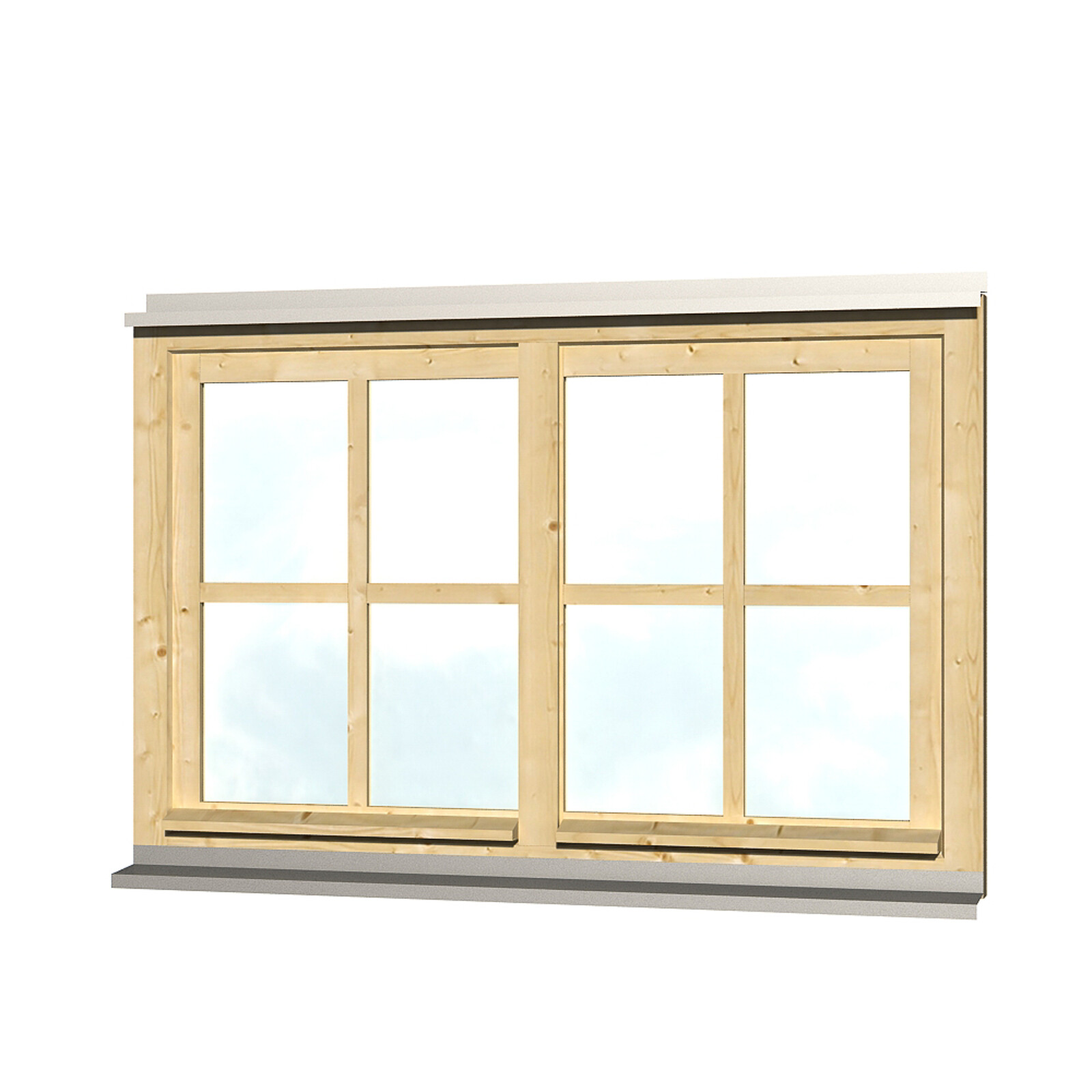 Double window for Carports 132,4 x 82,1 cm, untreated