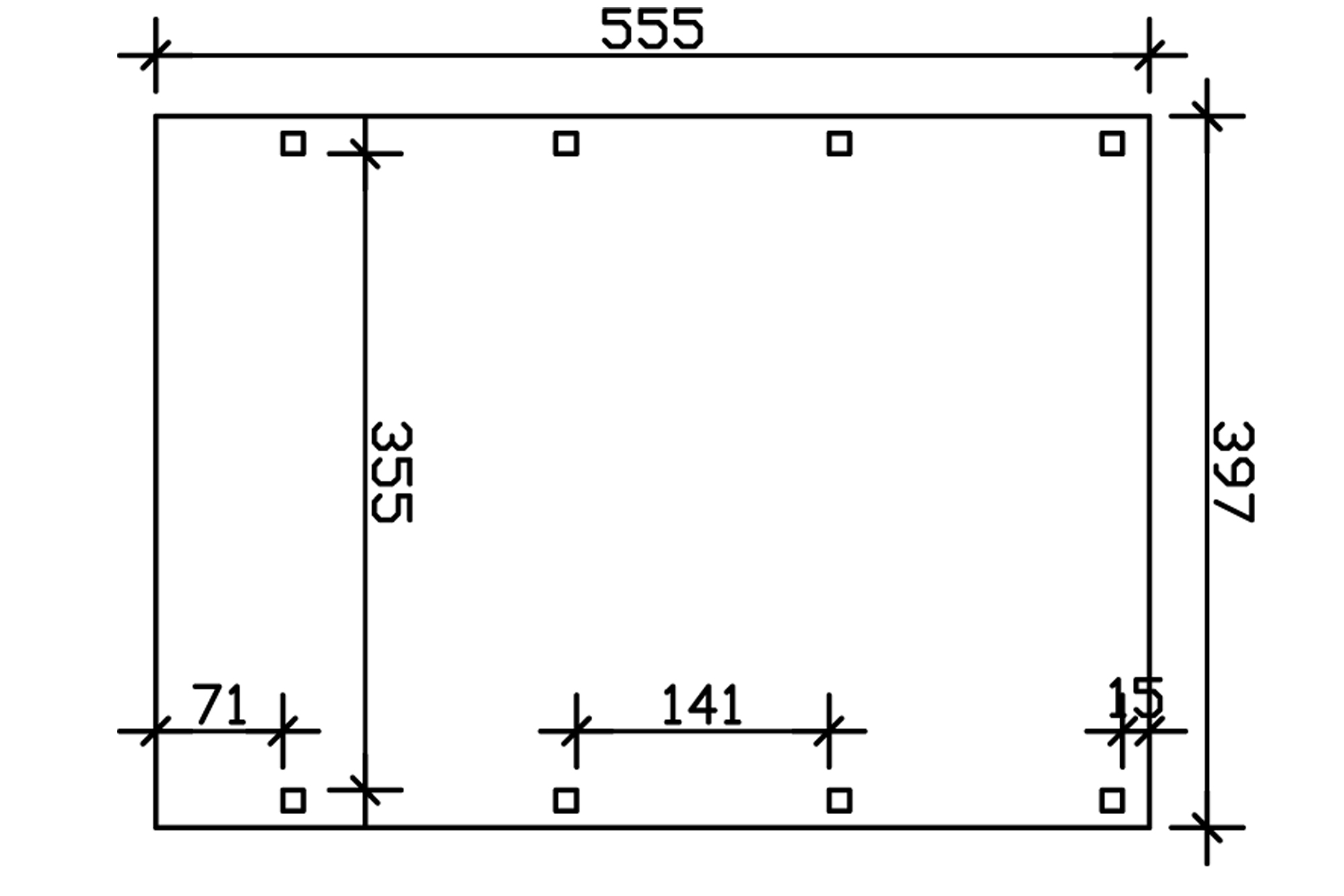 Grafik (Grundriss): Carport Friesland 397 x 555 cm