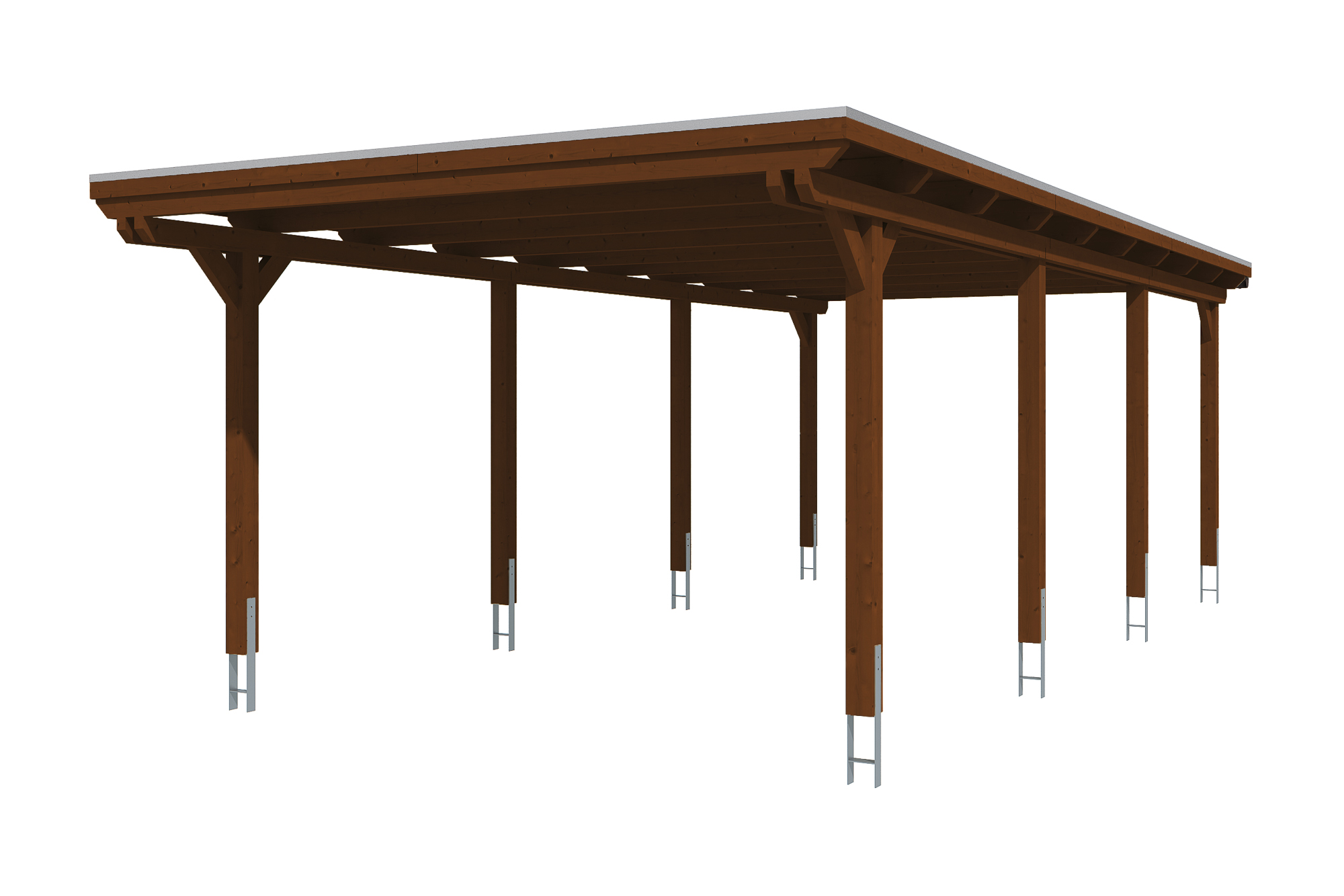 Produktbild: Carport Emsland 404 x 846 cm, farblich behandelt in nussbaum