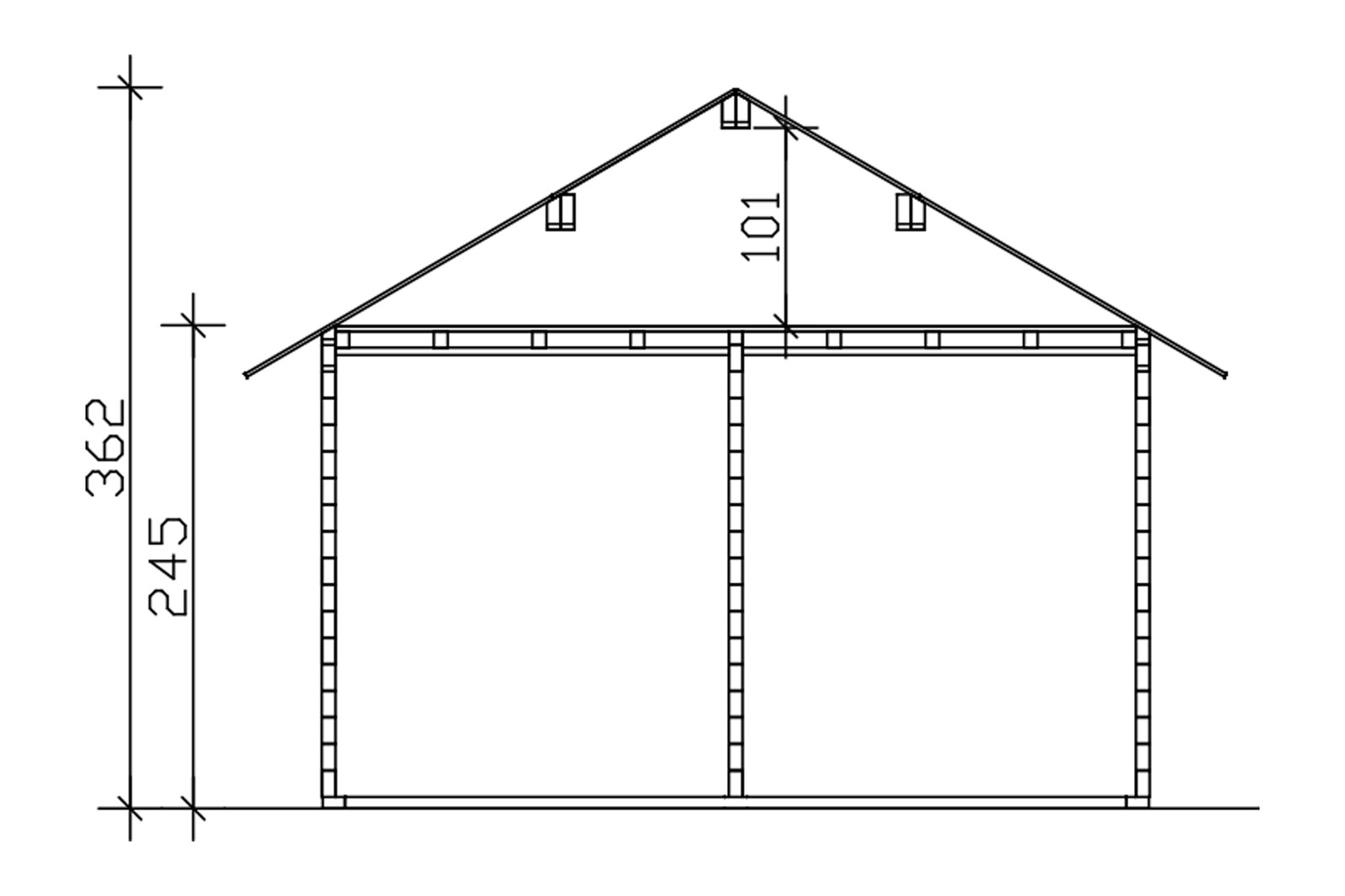 Tuinhuis Toronto 4, 70plus 420 x 660 cm, basishuis met daklatten, onbehandeld