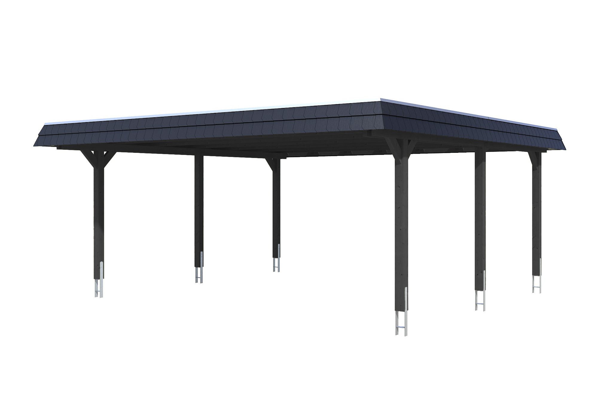 Produktbild: Carport Wendland 630 x 637 cm, mit schwarzer Blende, farblich behandelt in anthrazit