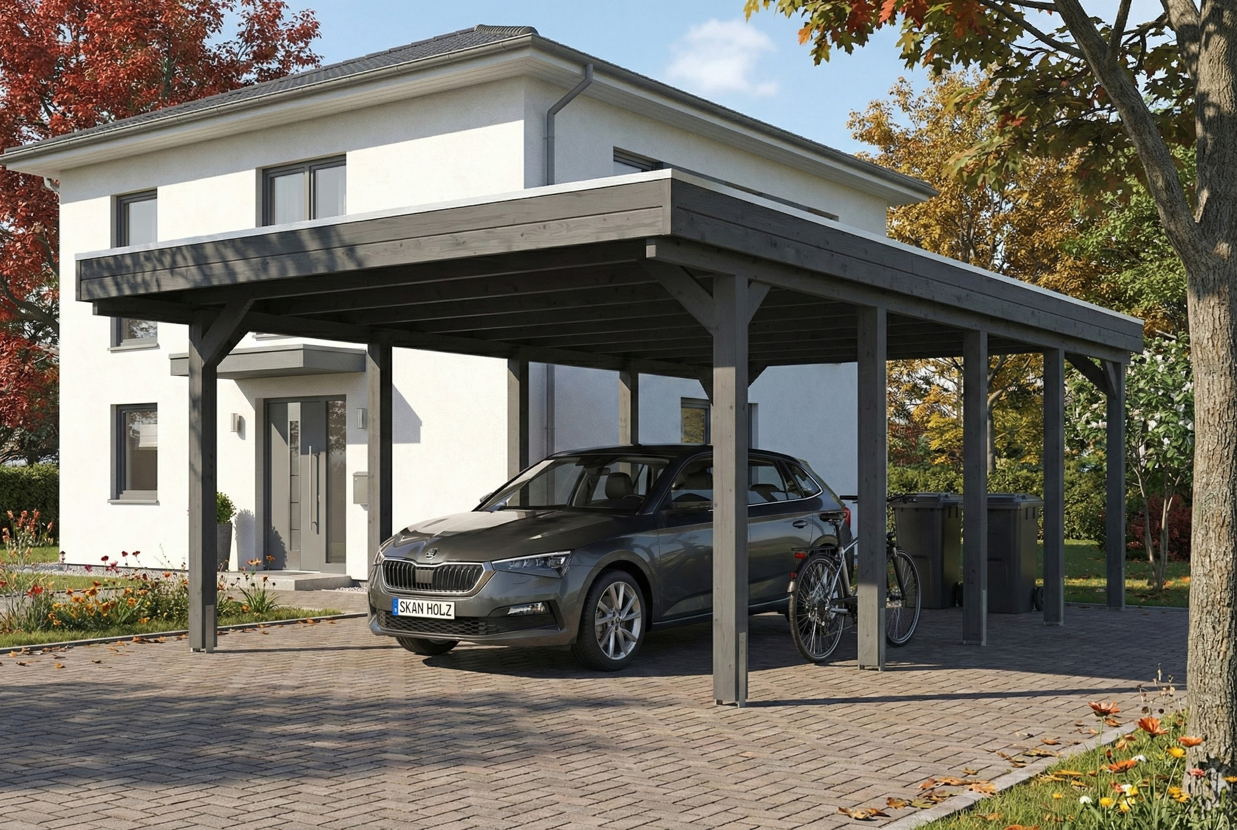 Carport Friesland 402 x 708 cm, mit EPDM-Dach, schiefergrau