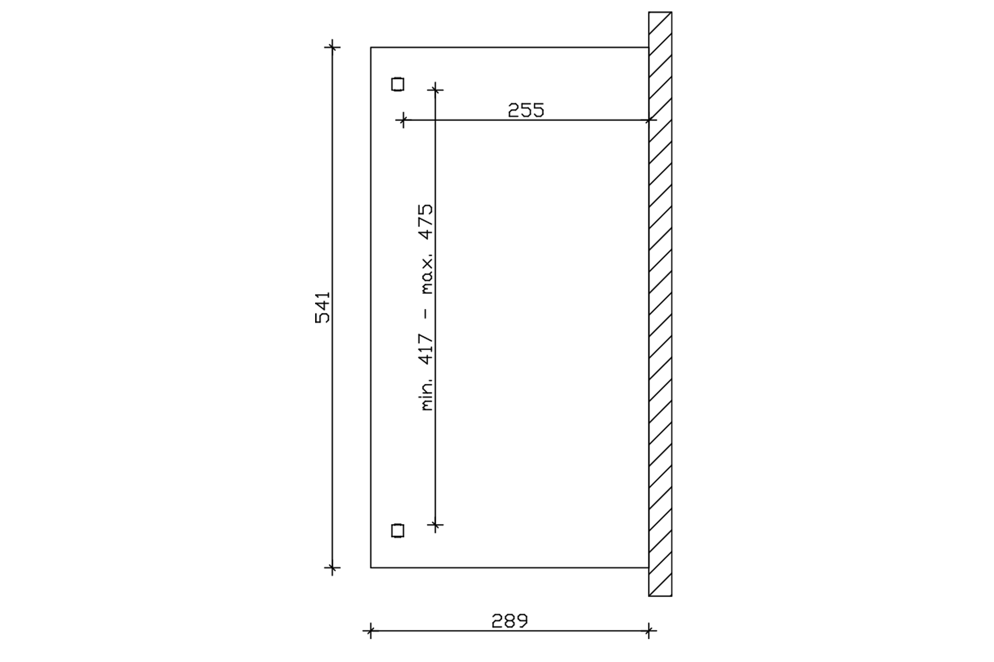 Grafik (Grundriss): Terrassenüberdachung Verona 541x289 cm