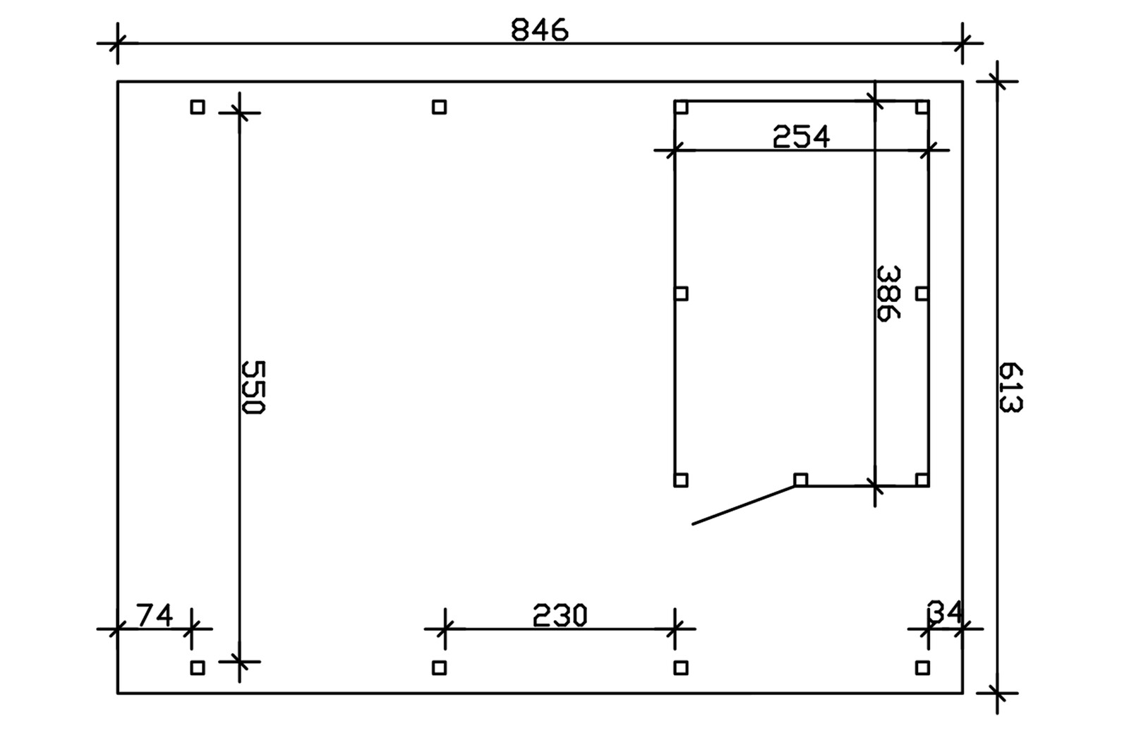 Carport Emsland 613 x 846 cm met bergruimte, gelakt in noten, met Aluminium dakplaten