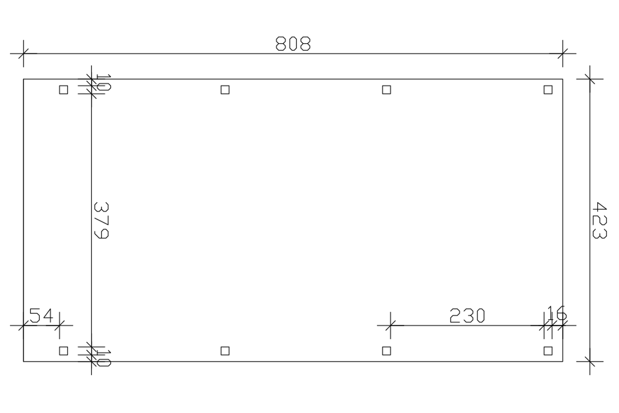 Grafik (Grundriss): Carport Fichtelberg 423 x 808 cm