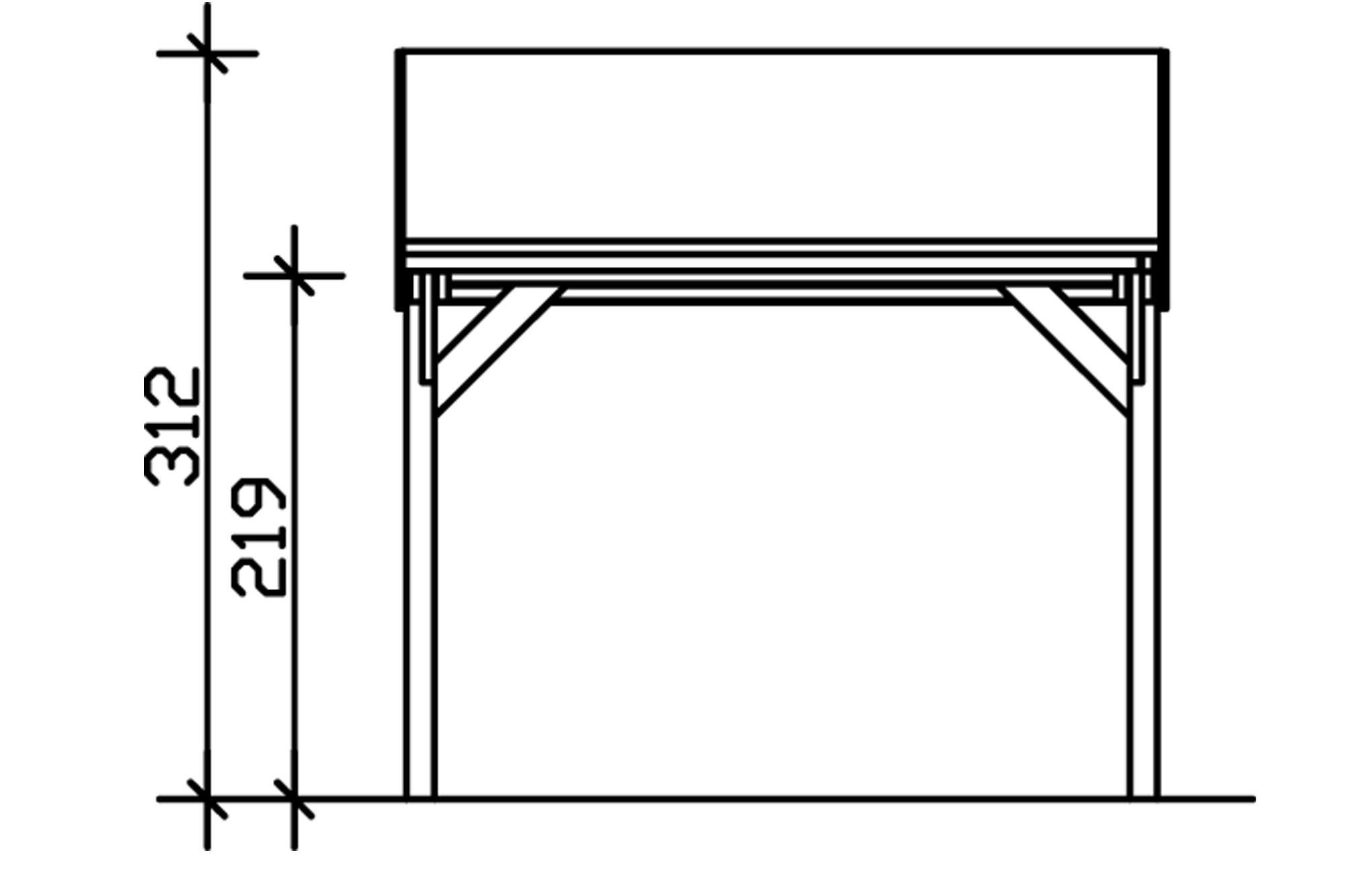 Grafik (Vorderansicht): Carport Harz 321 x 560 cm