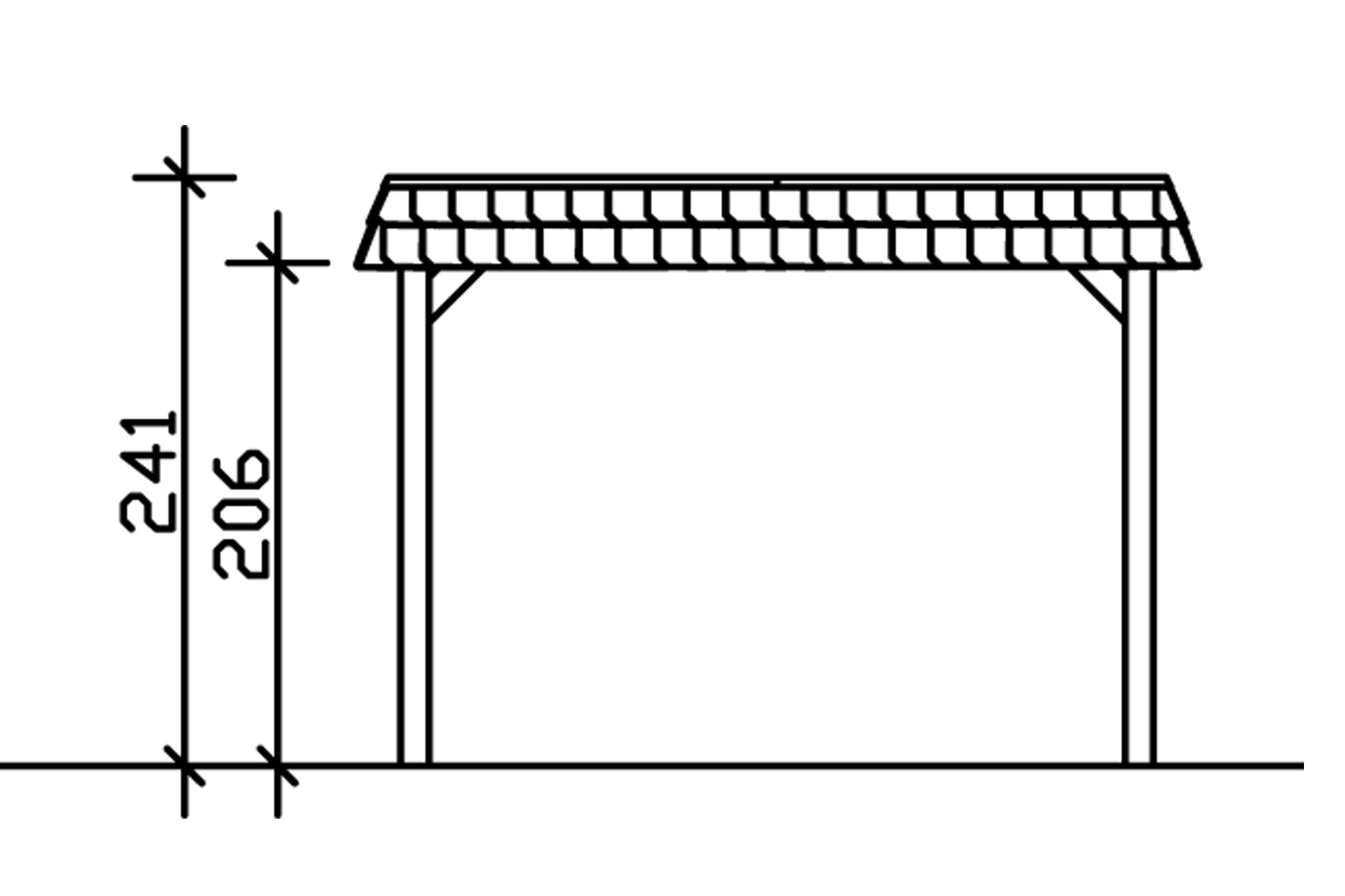 Grafik (Vorderansicht): Carport Spreewald 345 cm Breite