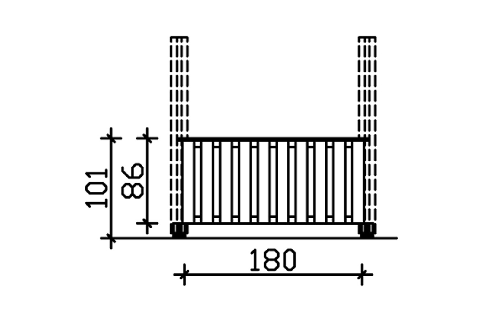 Brüstung Deckelschalung 180 x 84 cm, Douglasie, natur