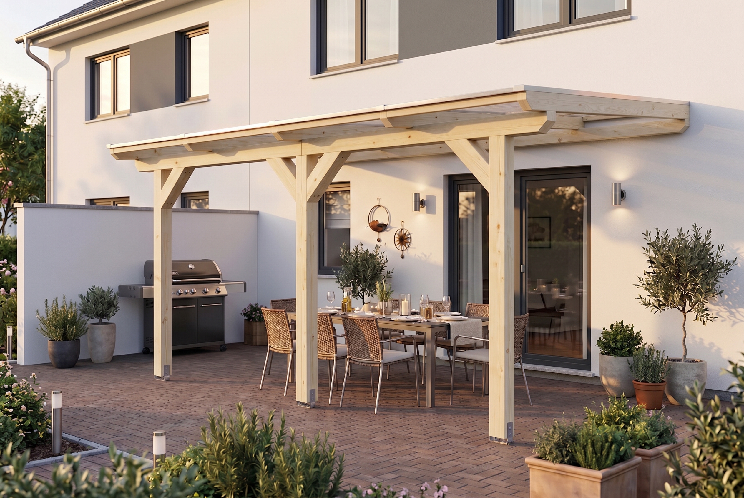 Terrasoverkapping Andria 434 x 250 cm, gelamineerd hout, onbehandeld